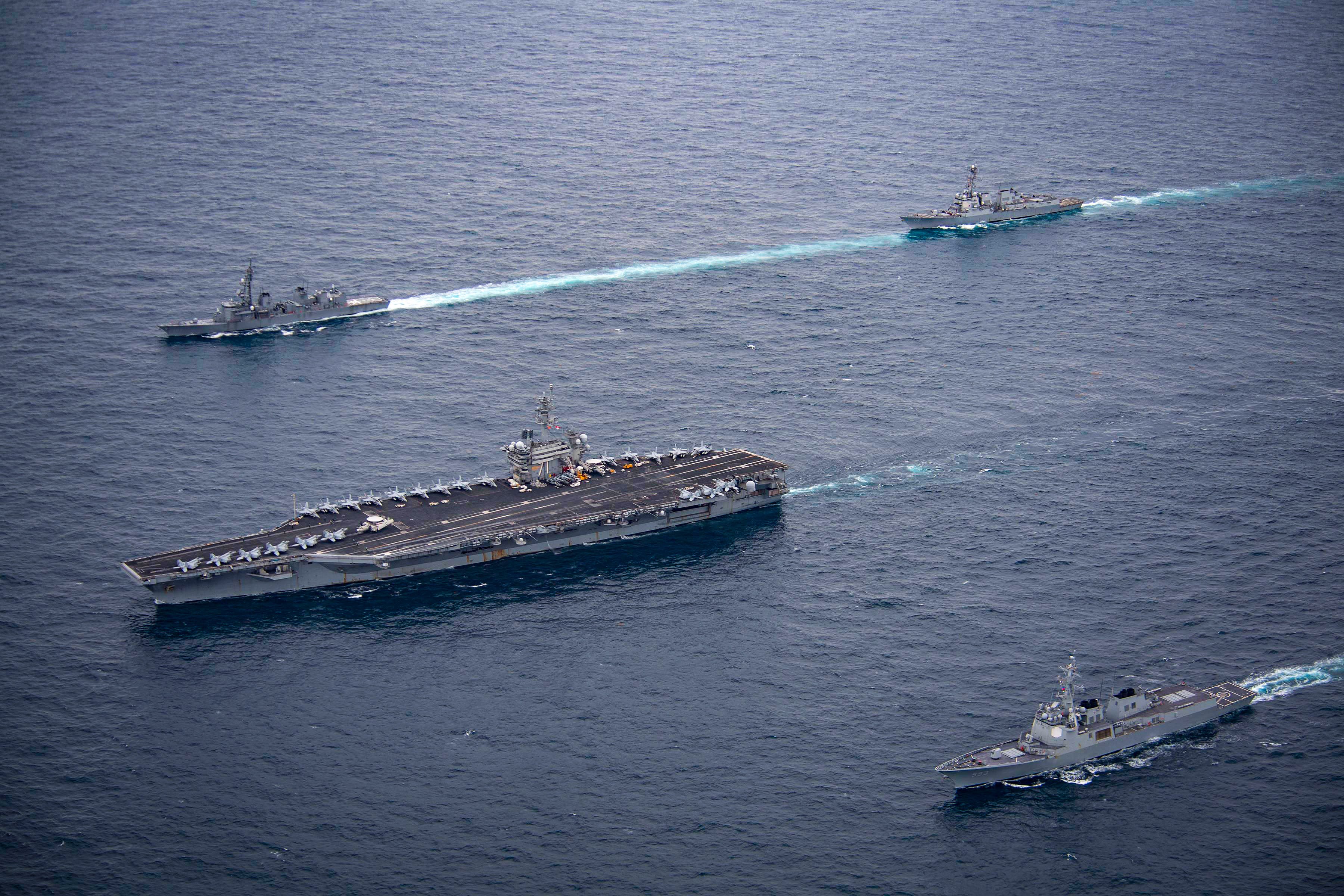 South Korea’s navy said last week it had conducted joint naval drills with the US and Japan in international waters south of Jeju Island to “improve joint operability against North Korea’s nuclear and missile threats”. Photo: US Navy