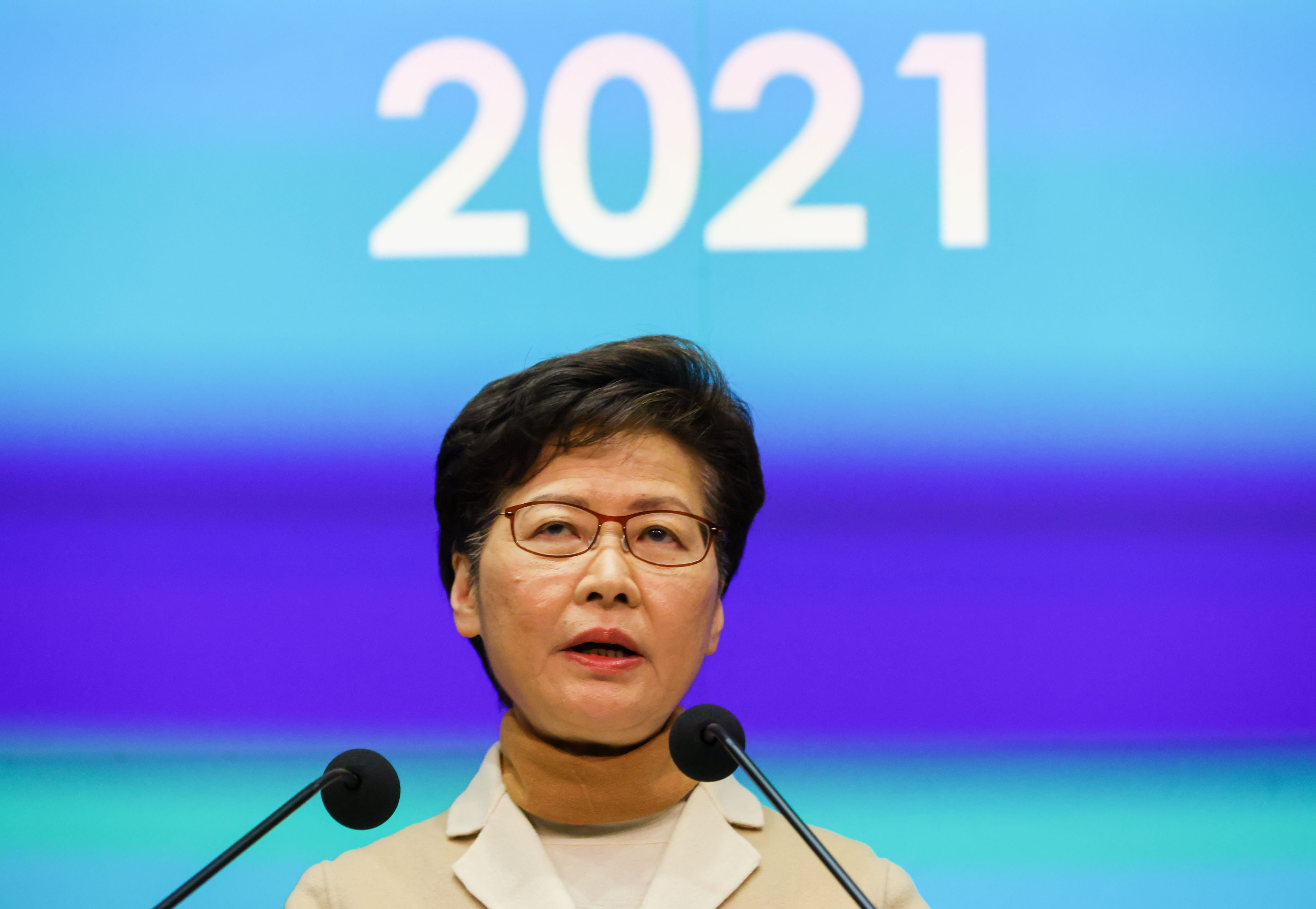 Former Hong Kong chief executive Carrie Lam Cheng Yuet-ngor is the city’s only ex-leader with an office at prime commercial premises. Photo: Dickson Lee