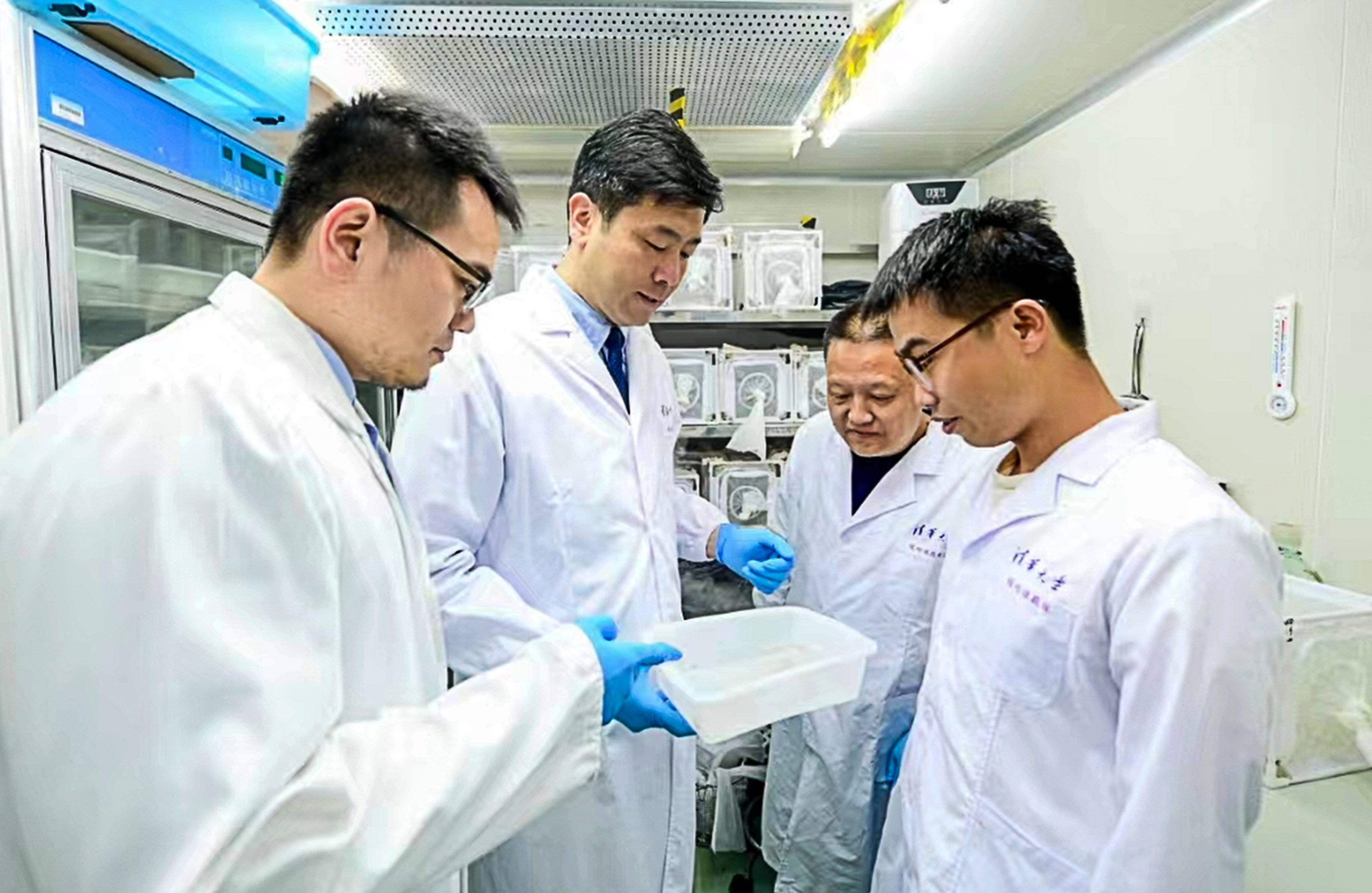 A team of Chinese scientists  led by Cheng Gong, second from left, says it has identified a gut bacteria from mosquitoes that could prevent them from being infected by viruses, including dengue and Zika. Photo: Handout