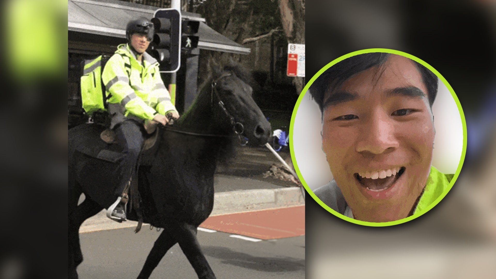 A Chinese-Australian man has stirred controversy after video emerged of him making food deliveries on a horse in the suburbs of Sydney. Photo: SCMP composite/TikTok
