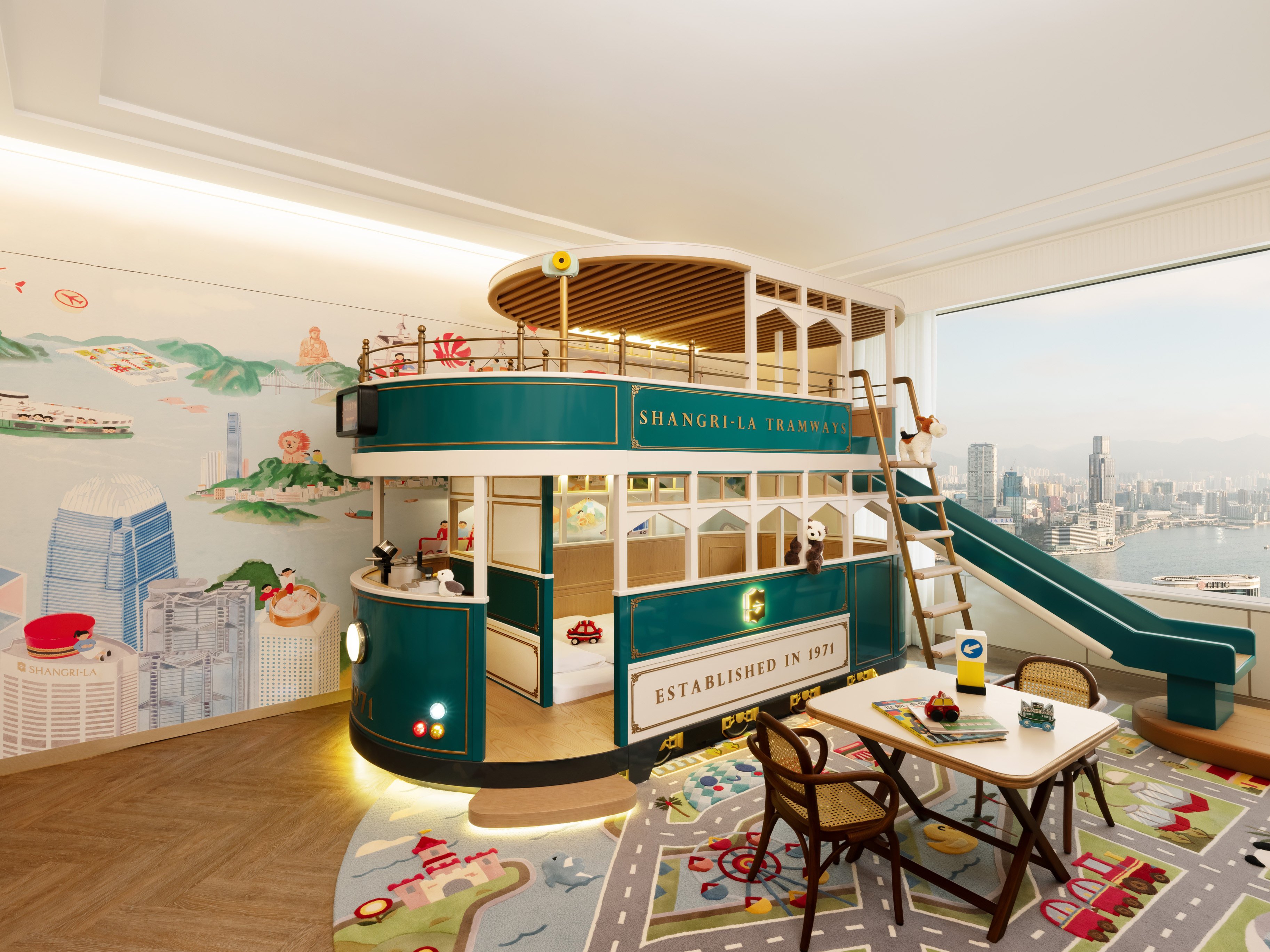 The Hong Kong Wonders room, on the new family floor at the five-star Island-Shangri-La, Hong Kong hotel, features a model that doubles as a bunk bed and play prop. Photo: Island Shangri La