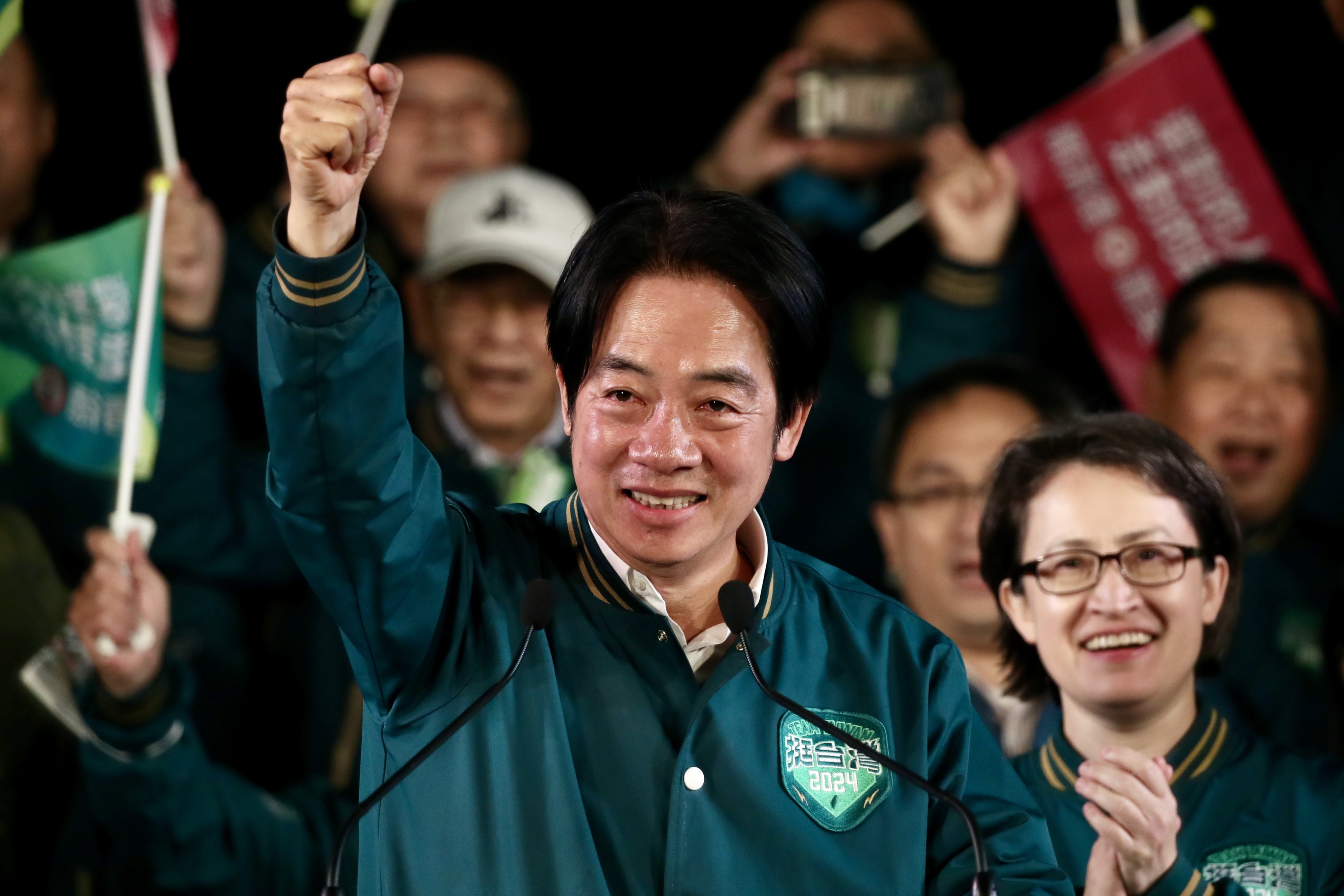 William Lai Ching-te gestures to the crowd at a campaign rally in front of the presidential building in Taipei on January 11. Lai’s administration needs to hit the ground running after a series of high-profile incidents damaged public trust in the ruling party. Photo: EPA-EFE
