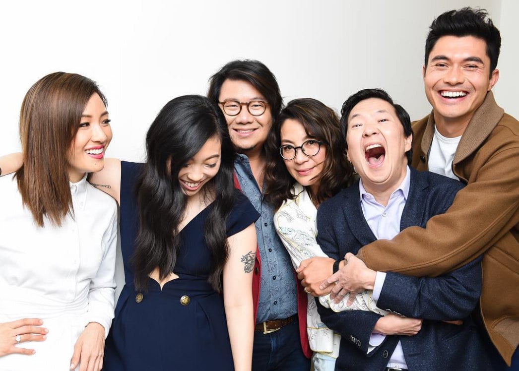 Constance Wu, Awkwafina, Michelle Yeoh, Ken Jeong and Henry Golding are likely to return for CRA’s sequel. Also pictured is Crazy Rich Asians author Kevin Kwan (centre). Photo: @griff/Instagram