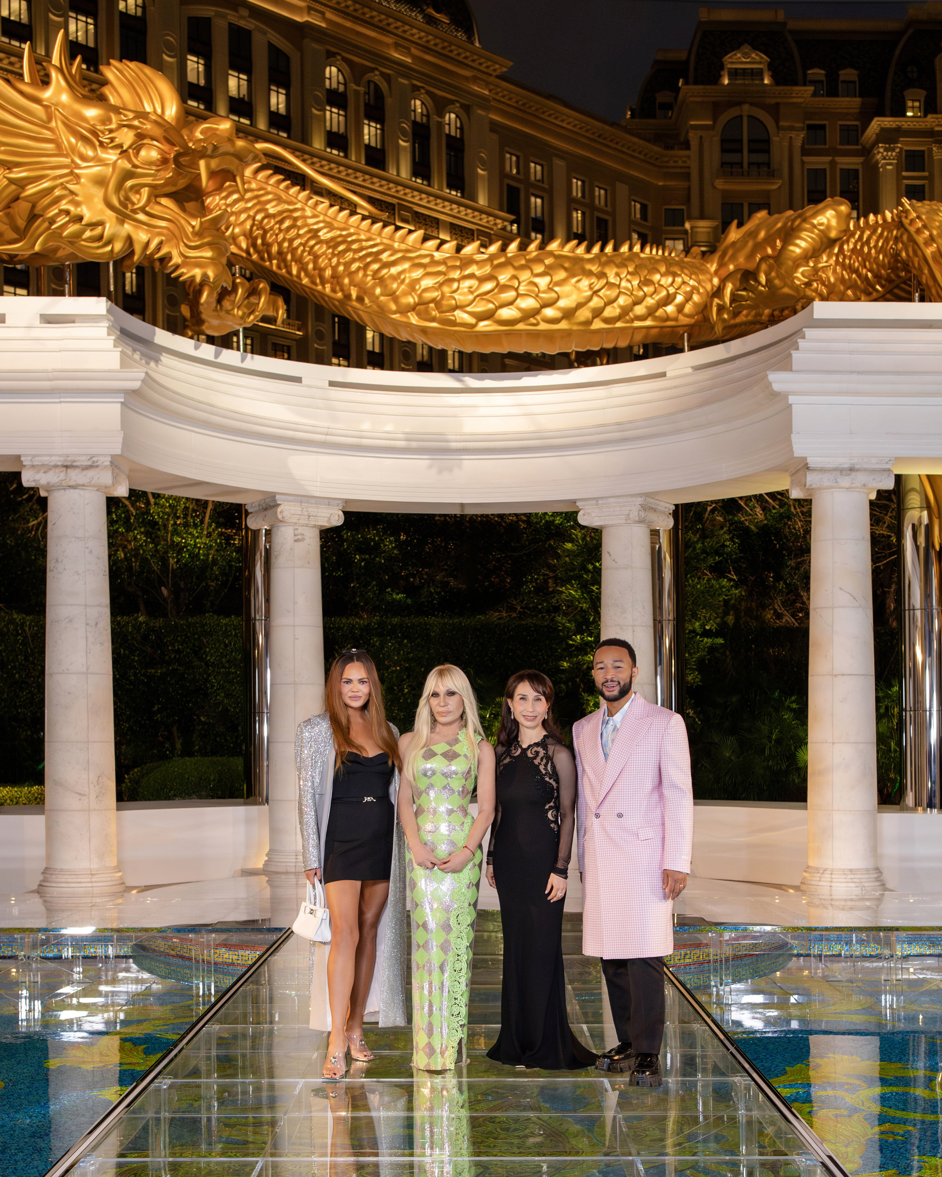 Singer John Legend and his wife Chrissy Teigen joined Donatella Versace and Daisy Ho in marking the opening of the Palazzo Versace Macau. Photos: Handout