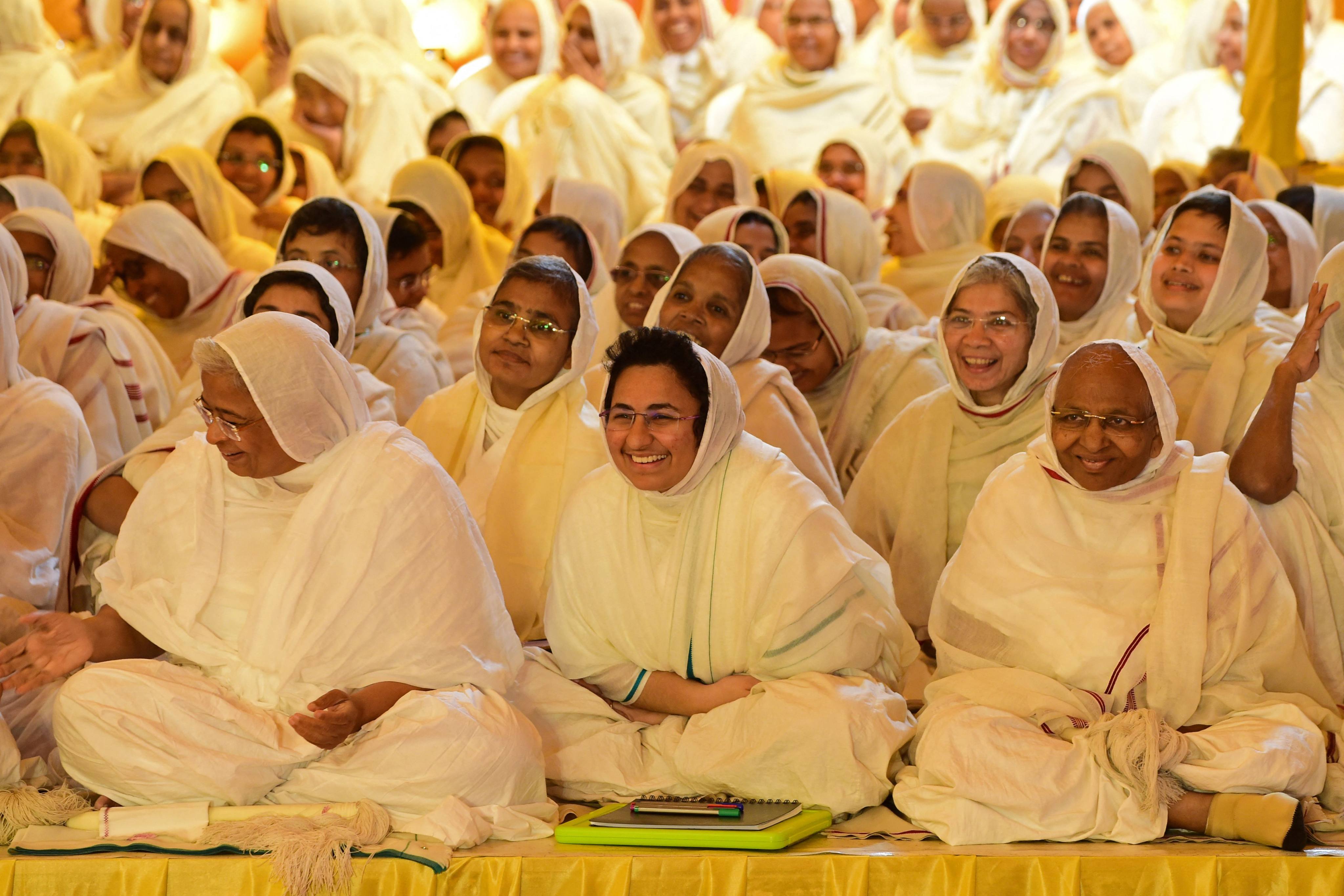 Nuns from the Jain community in Ahmedabad. Jainism, which originated in India some 2,500 years ago, encourages practitioners to live a life of non-violence to all living creatures with as little impact as possible. Photo: AFP