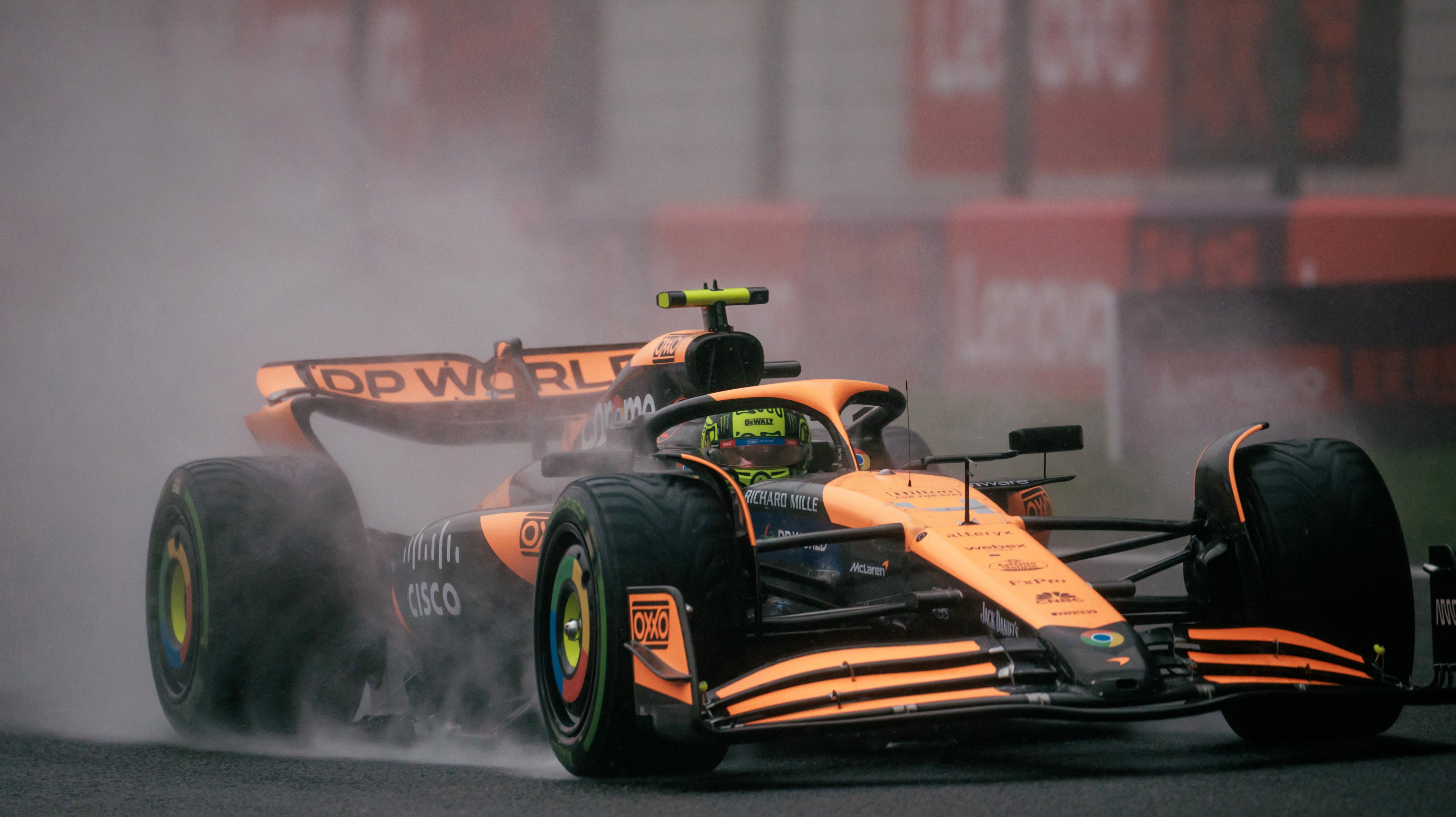 McLaren driver Lando Norris’ lap of one minute, 57.94 seconds was initially deleted for exceeding track limits, but was dramatically reinstated a minute later. Photo: EPA