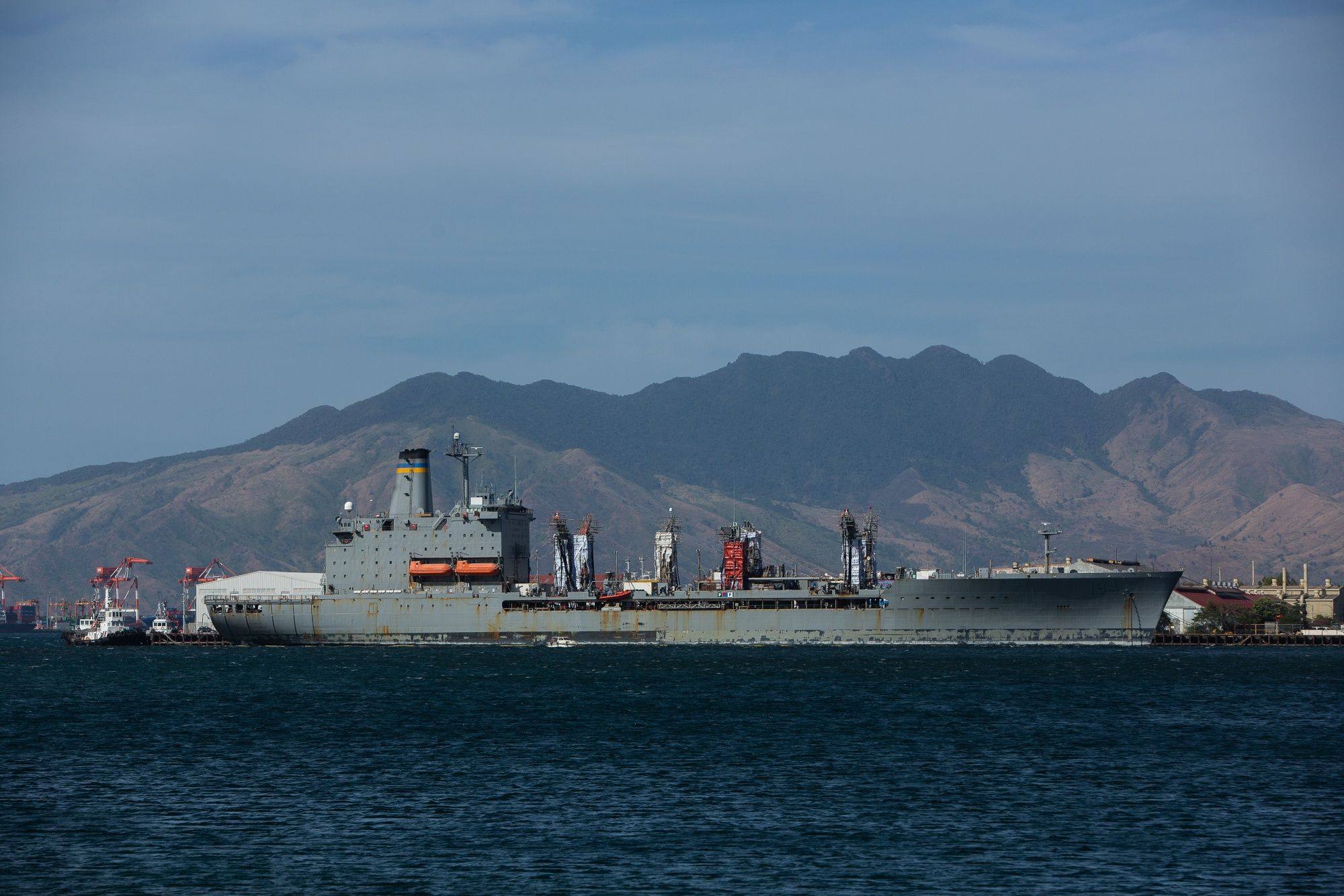 A US supply ship is docked at a shipyard in Subic, Philippines. Photo: Bloomberg