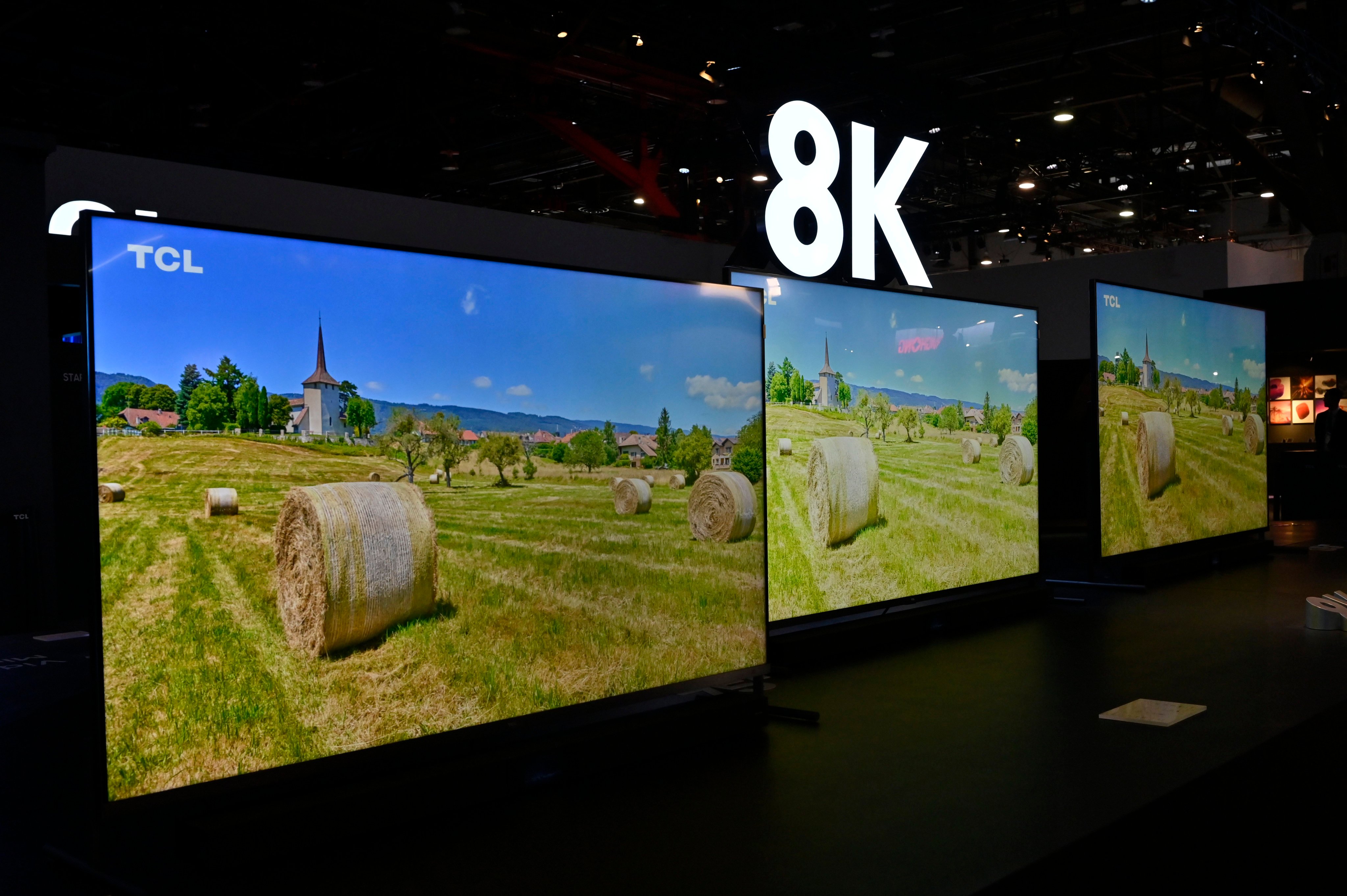 Televisions featuring 8K technology are displayed at the TCL booth during CES 2020 in Las Vegas. Photo: Getty Images