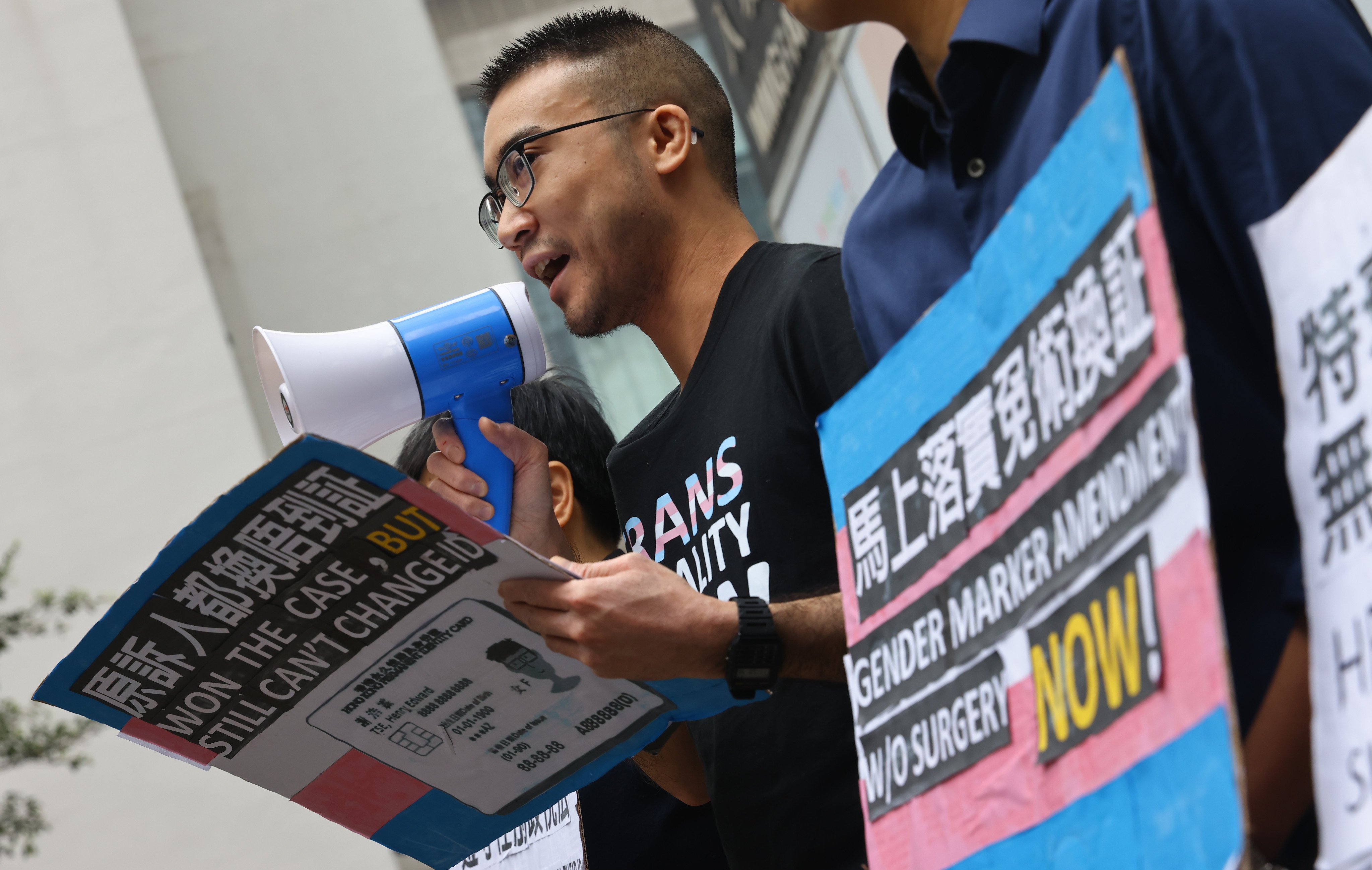 Transgender people protest outside Hong Kong’s Immigration Department. Photo: Dickson Lee