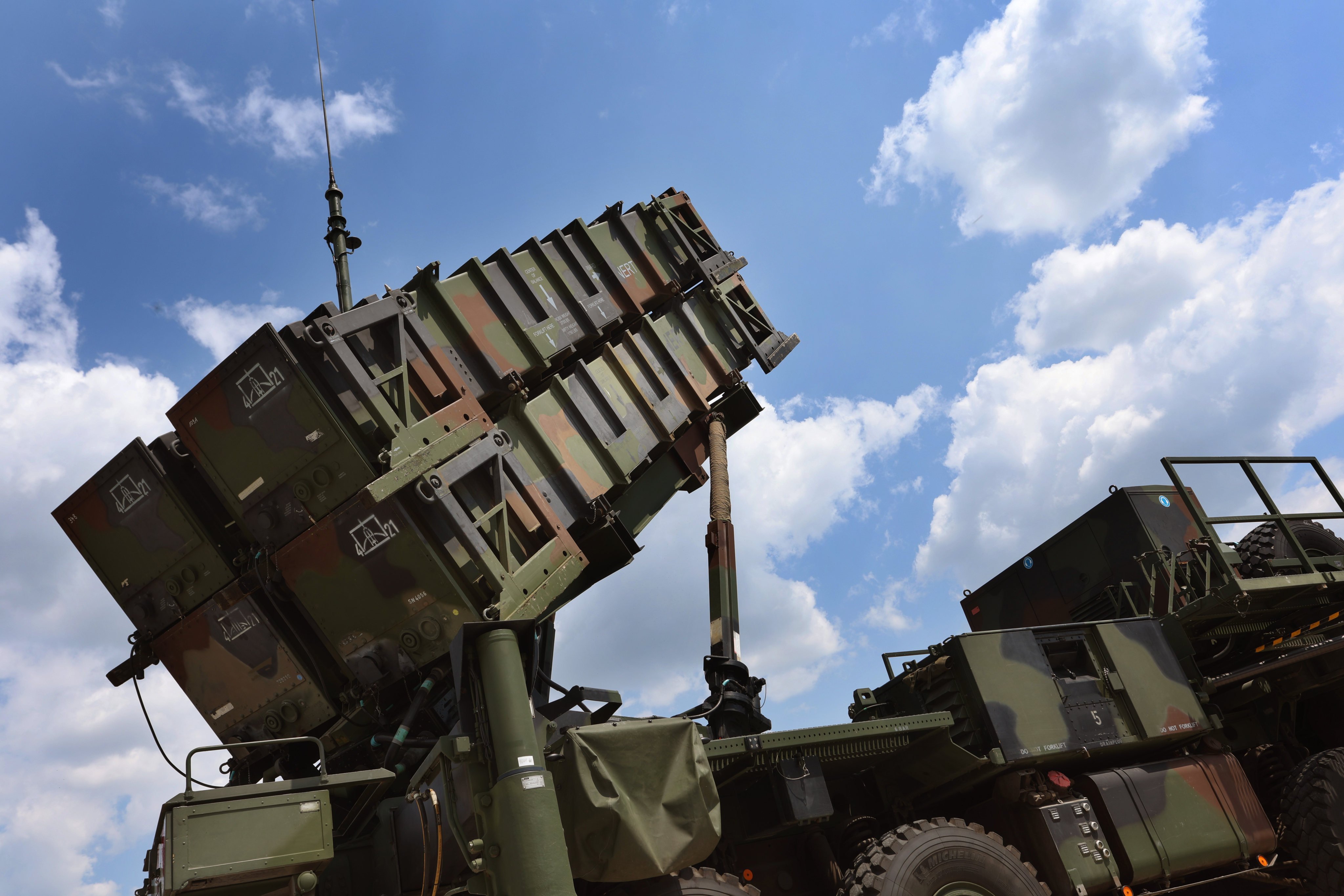 A Patriot air defence missile system  launcher is seen at a base in Bavaria in June 2023. Photo: dpa