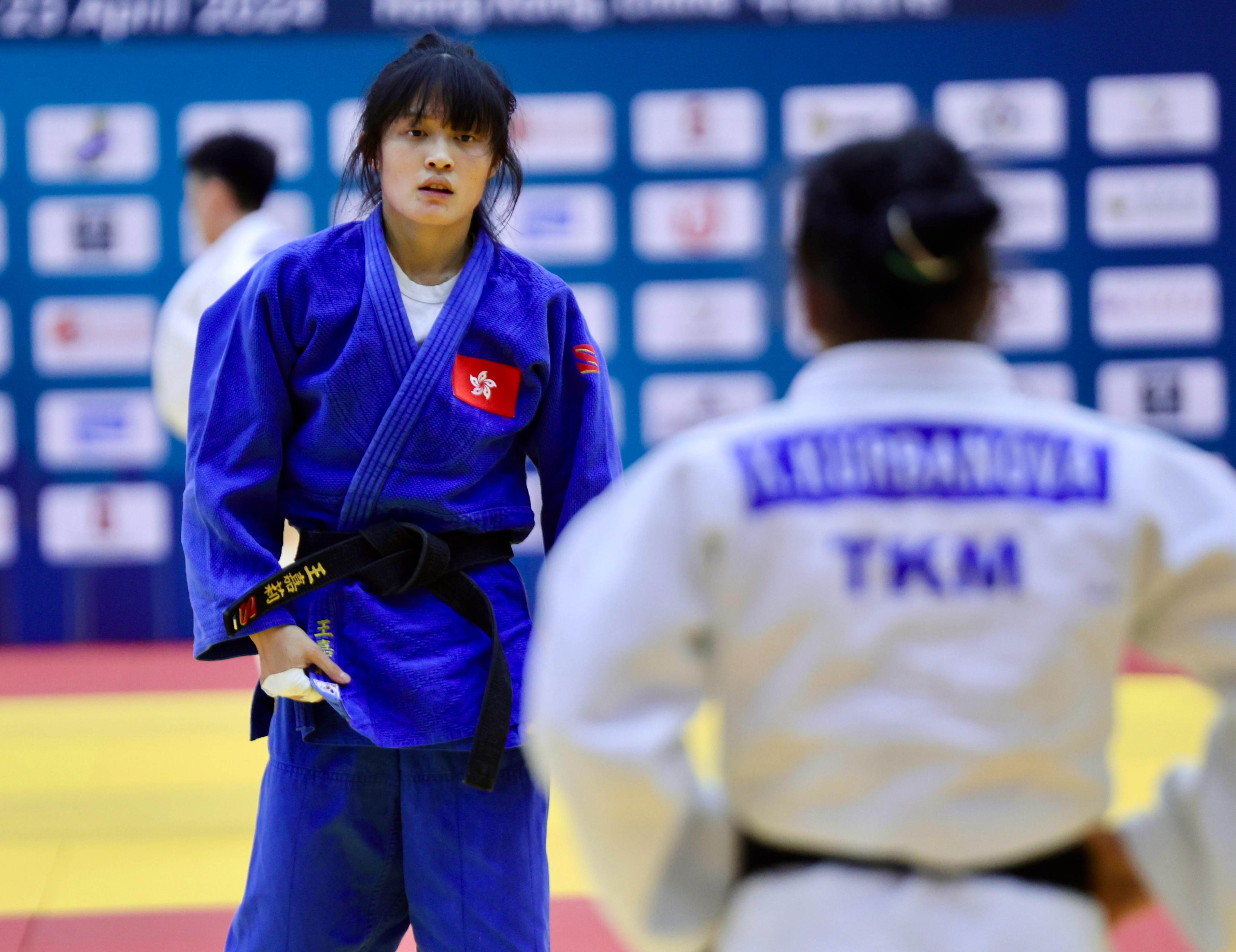 Wong Ka-lee (left) lost in the first round at the Asian Judo Championships on Saturday. Photo: Mike Chan