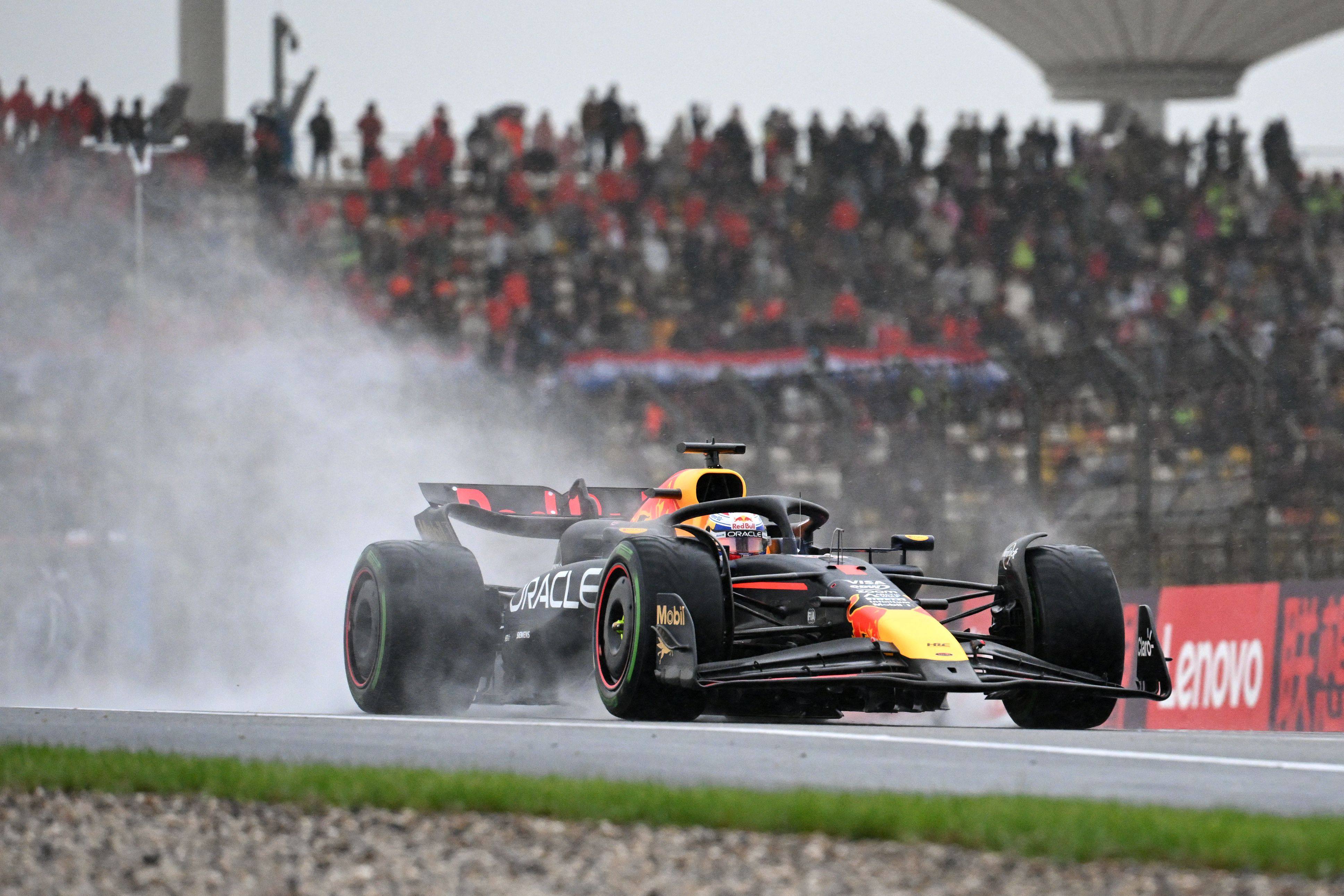 Red Bull Racing’s Max Verstappen drives during a wet sprint qualifying session ahead of the Chinese Grand Prix at the Shanghai International Circuit. Photo: AFP