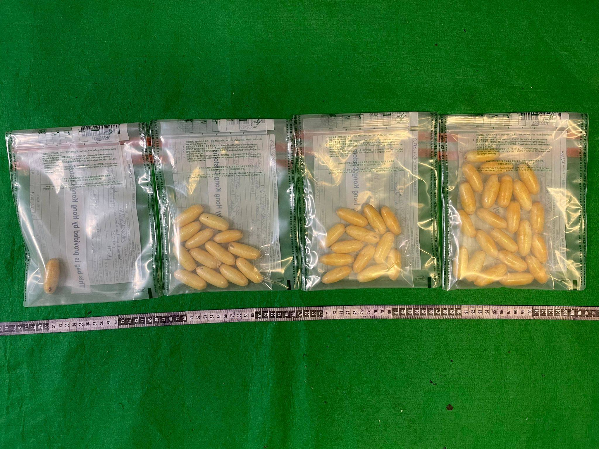 Pellets of suspected cocaine seized by customs. Photo: SCMP