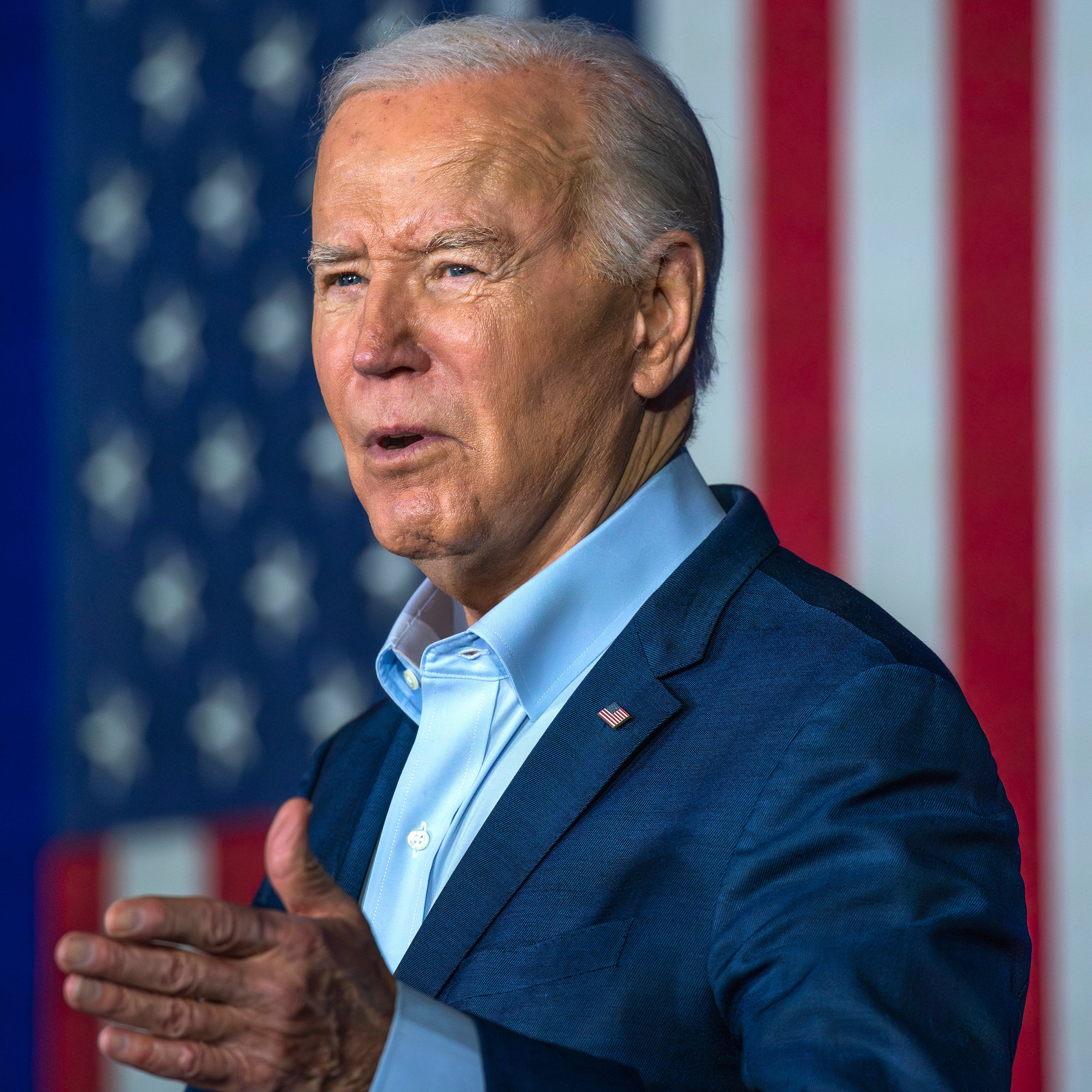 US President Joe Biden campaigns last week in Pennsylvania, where he implied at a missing-in-action war memorial that his uncle might have been eaten by cannibals. Photo: Getty Images/TNS