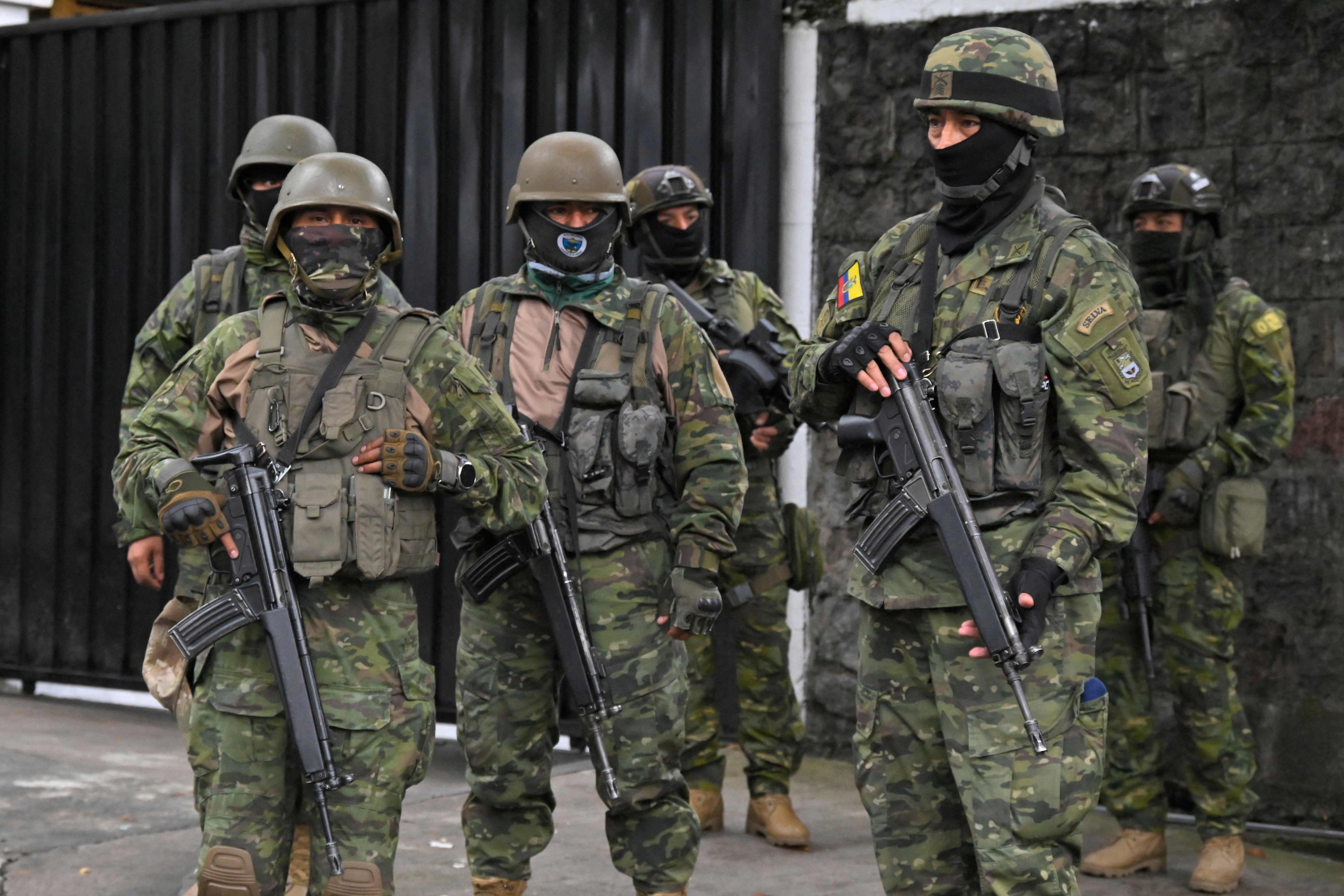 Soldiers in Quito, Ecuador on Sunday. Photo: AFP
