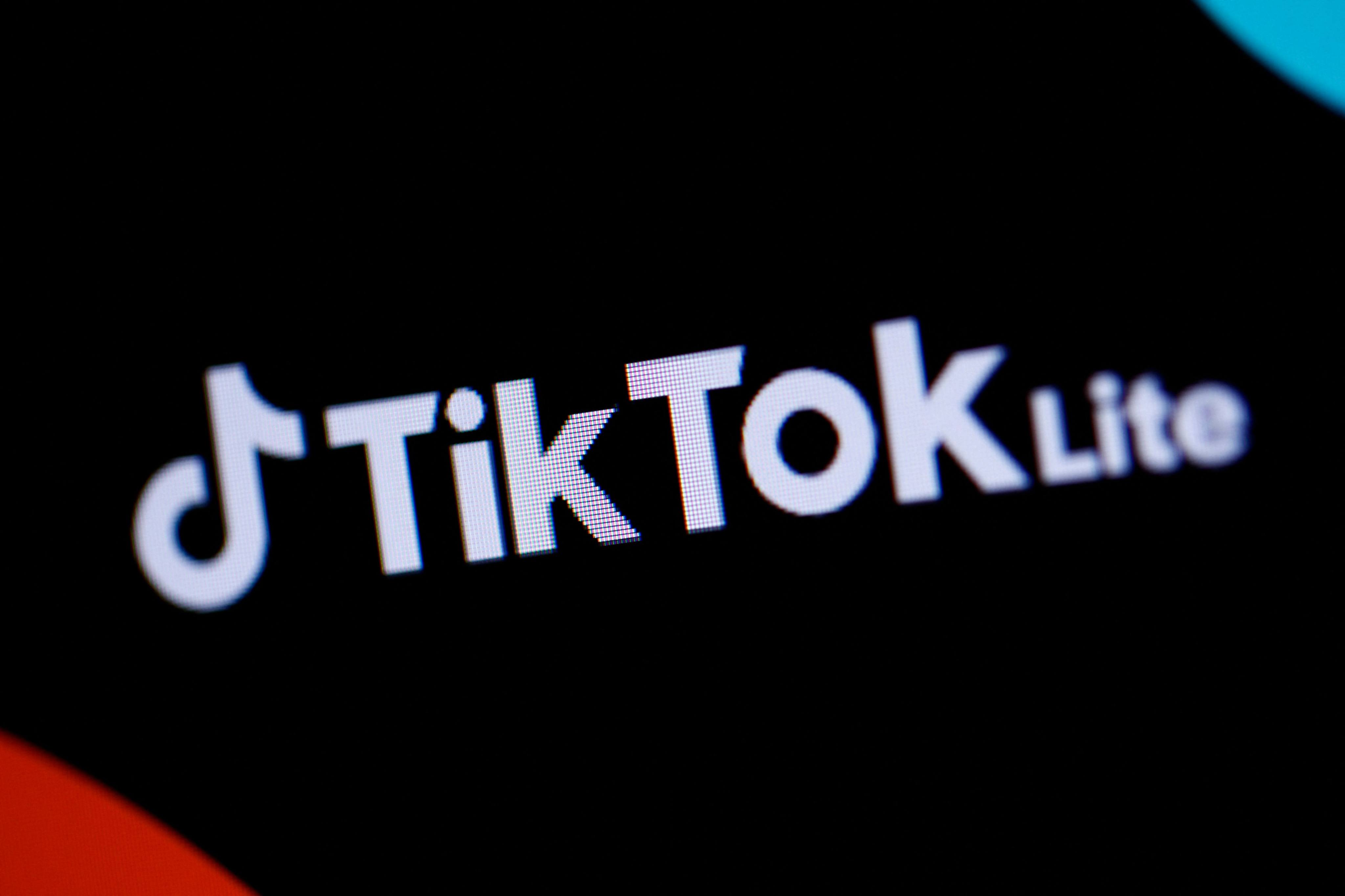 Logo of the Chinese social network application TikTok Lite. TikTok Lite is a smaller version of the popular TikTok app, taking up less memory in a smartphone and made to perform over slower internet connections. Photo: AFP