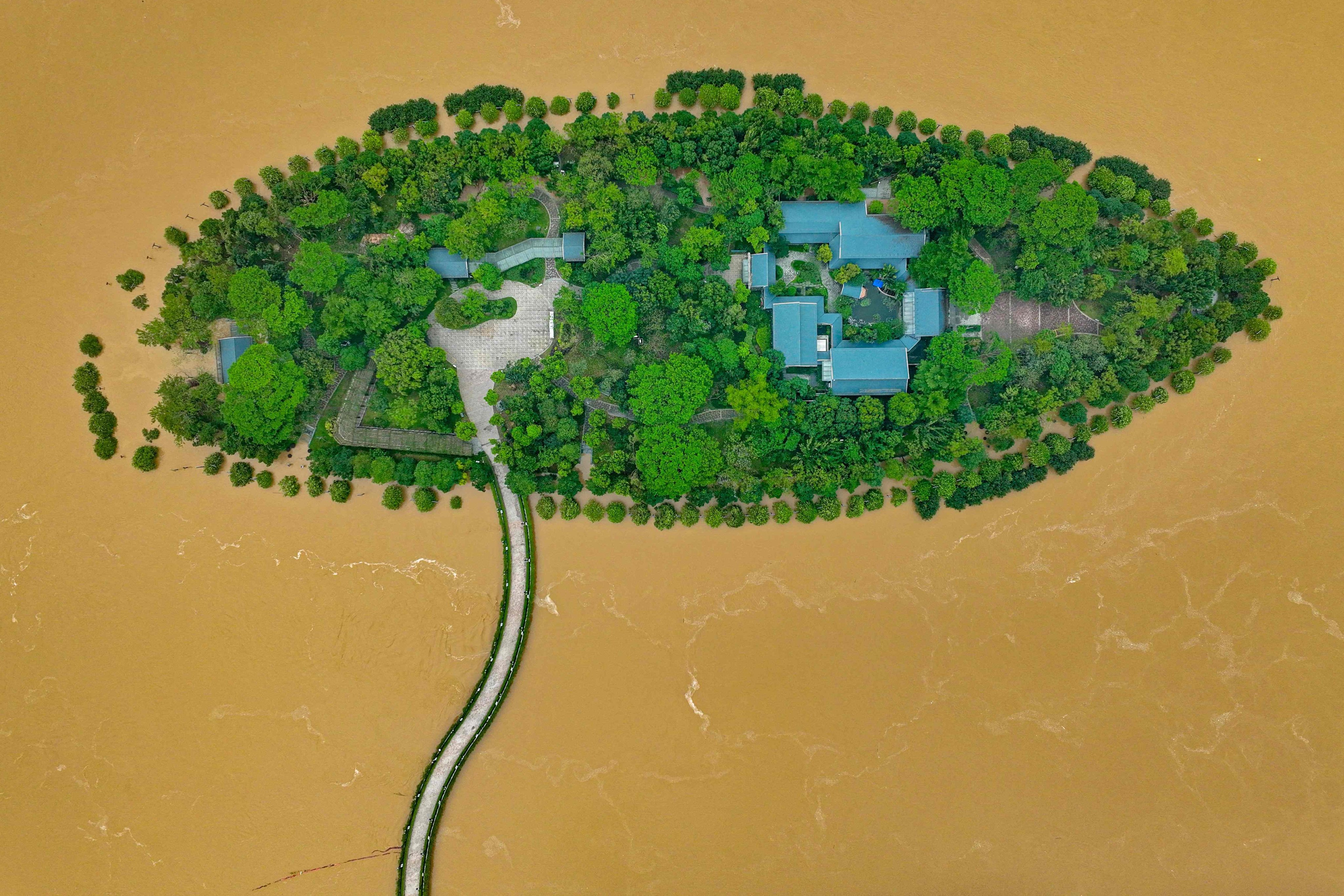 A flooded island in Qingyuan, a city to the north of Guangdong’s provincial capital Guangzhou. Photo: AFP