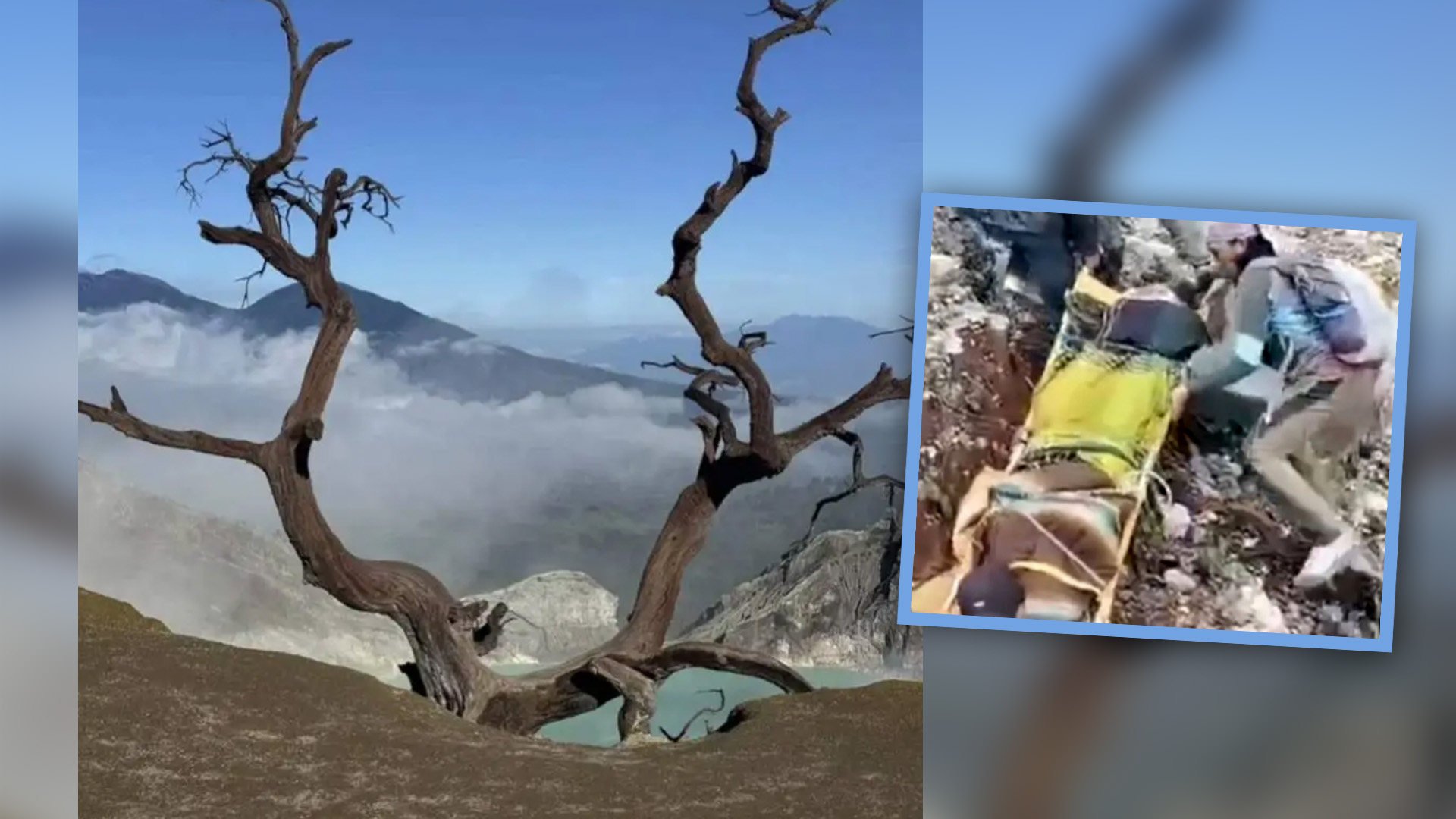 A woman tourist from China has died after she plunged off a cliff at a famous volcano site in Indonesia as her husband took her photo. Photo: SCMP composite/Baidu/Sohu