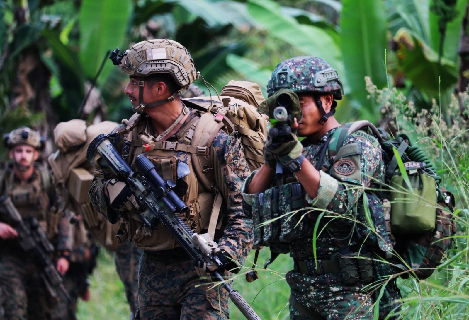US and Filipino Marines take part in a jungle survival drill in the mountains of Maguindanao, southern Philippines, earlier this month as part of joint US-Philippines military exercises. Photo: AFP