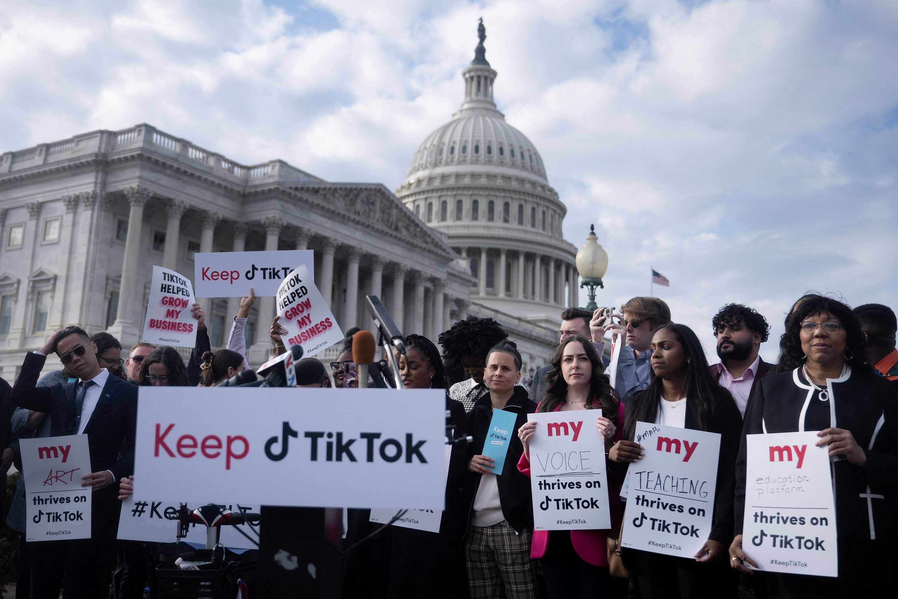 Supporters of TikTok rallying against the legislation outside the US Capitol last month. Photo: AFP/Getty Images/TNS