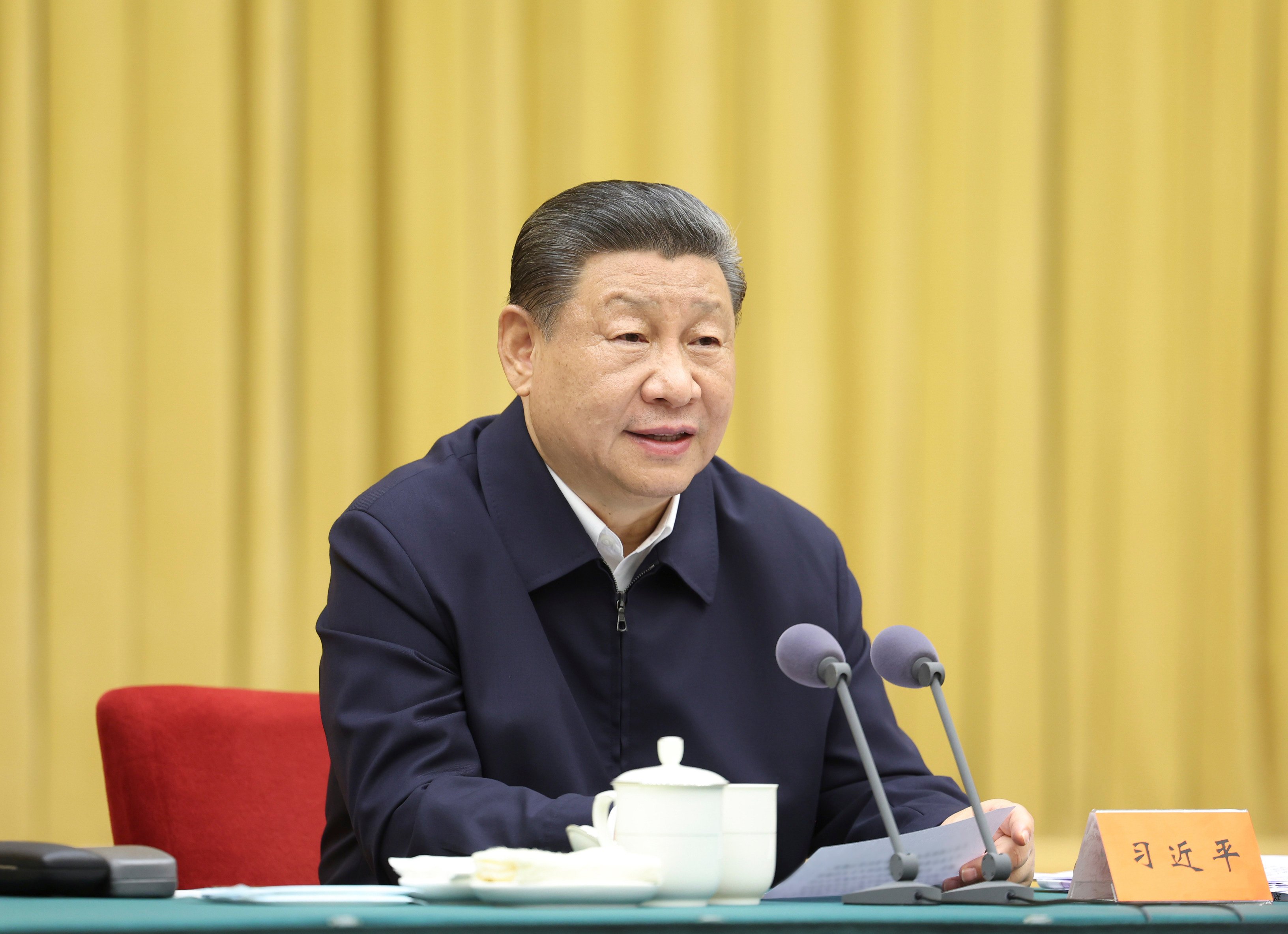 Chinese President Xi Jinping chairs a symposium on Tuesday during his three-day inspection trip to Chongqing. Photo: Xinhua