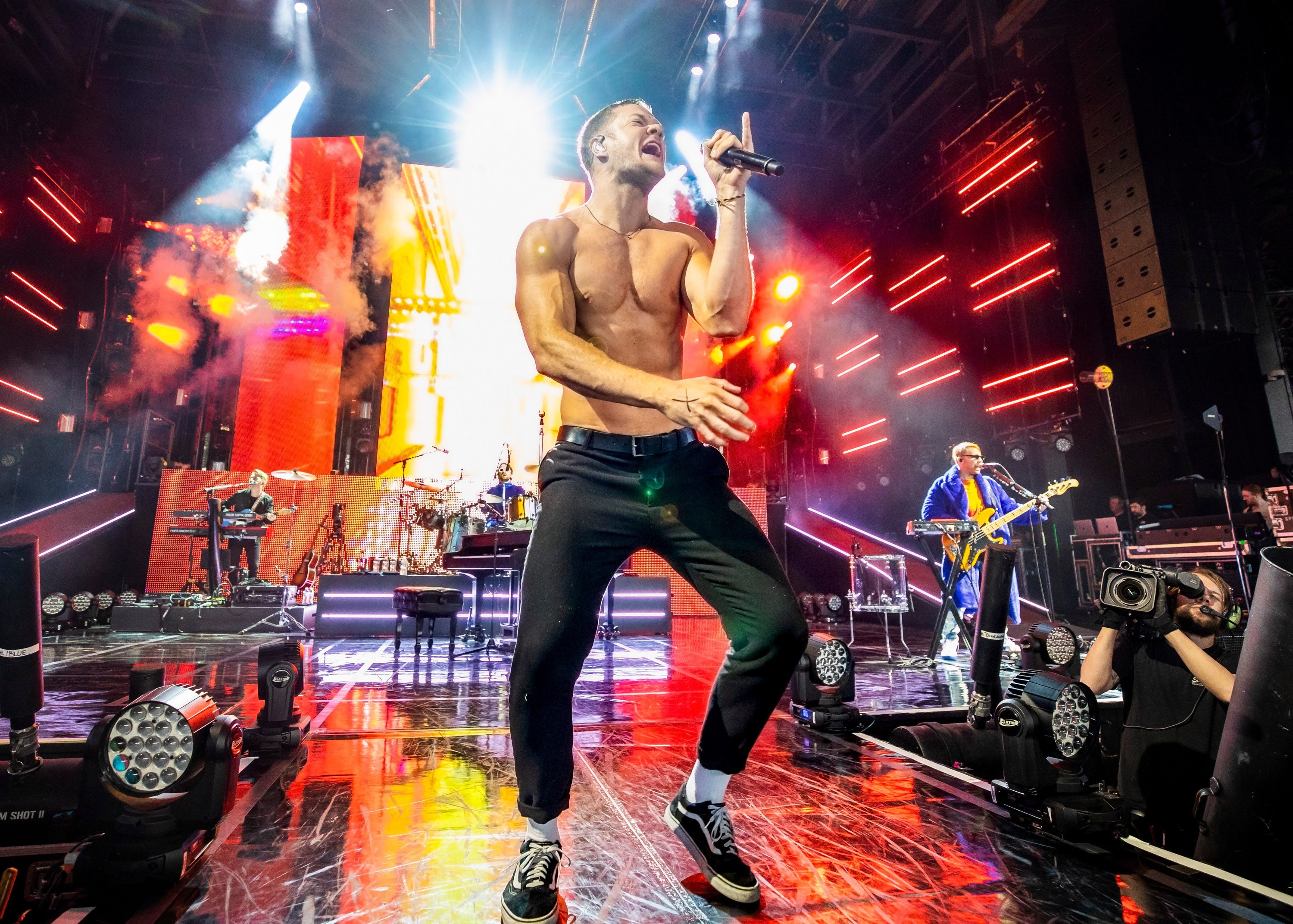 Imagine Dragons perform during their Evolve World Tour 2018 in Clarkston, Michigan.  Photo: Getty Images