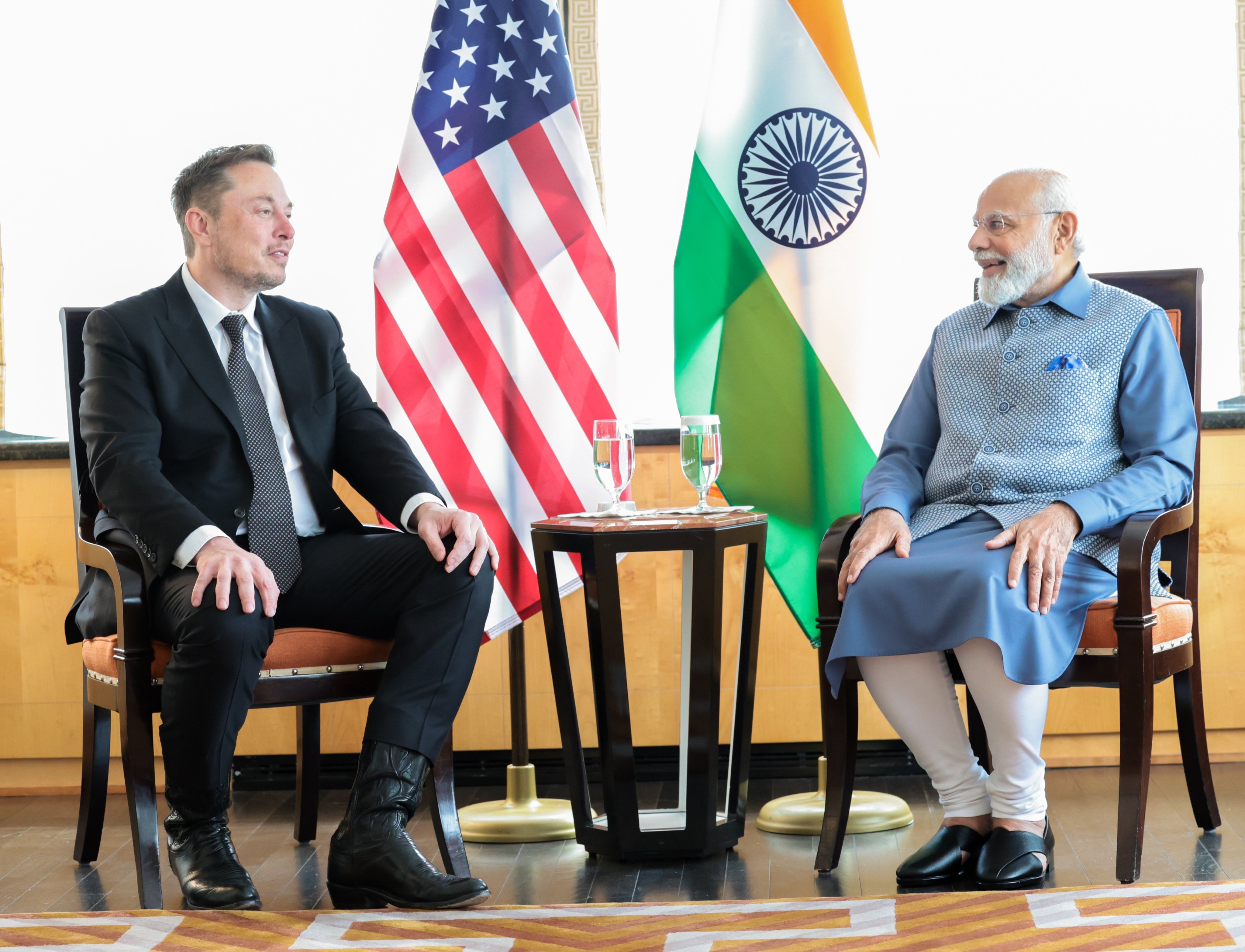 Tesla CEO Elon Musk meets Indian PM Narendra Modi during the latter’s US visit in 2023. Photo: X/Narendra Modi