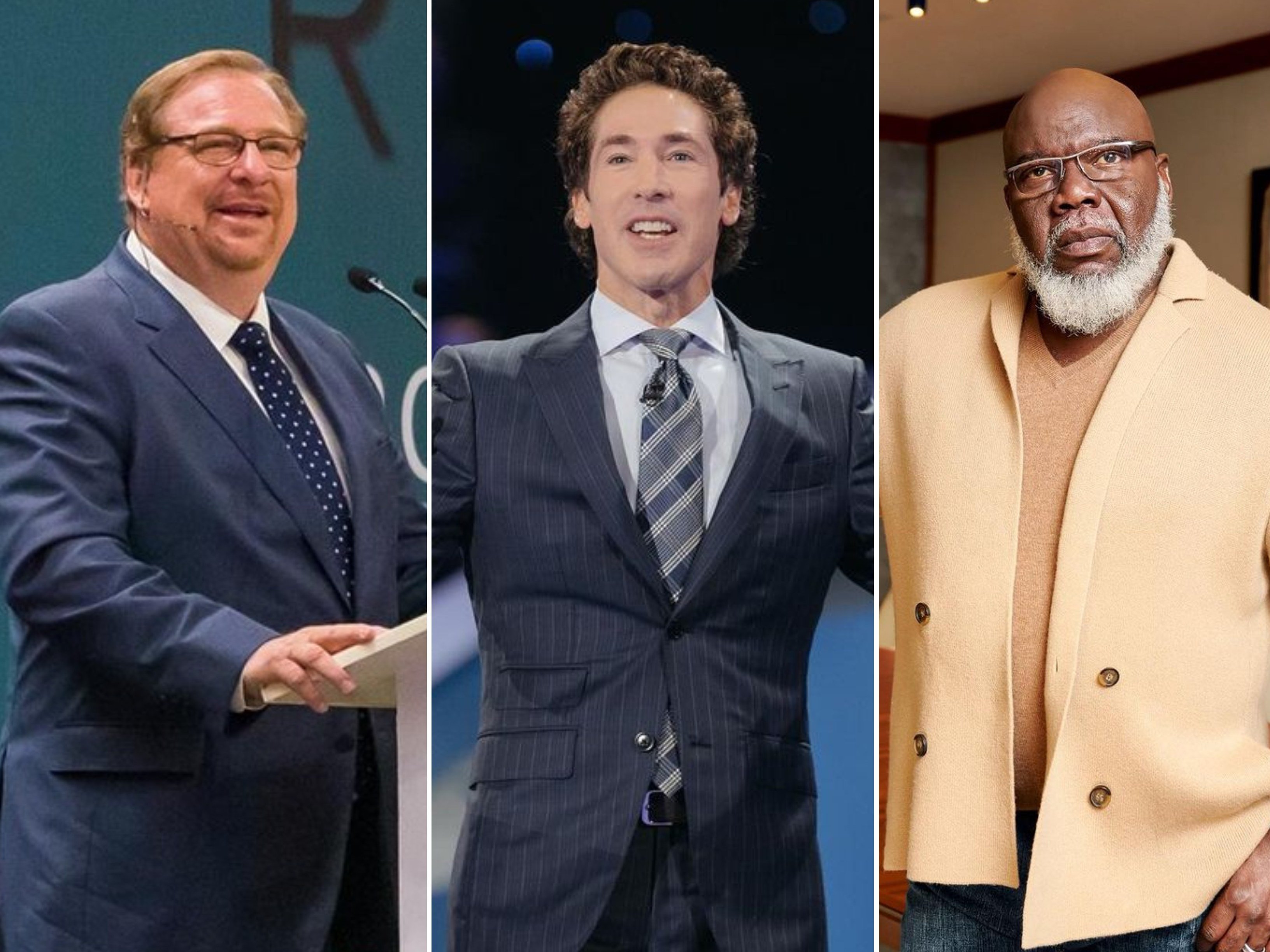 From Rick Warren and Joel Osteen to T.D. Jakes, these men of faith have sizeable fortunes, which they mostly don’t discuss. Photos: @lakewoodchurch, @bishopjakes, @pastorrickwarren/Instagram