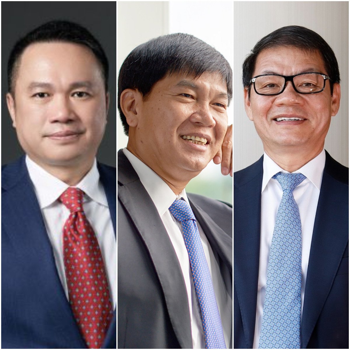 From left: co-founder of Masan Group, Ho Hung Anh;  chairman and founder of Hoa Phat Corporation, Tran Dinh Long; Thaco founder and chairman, Tran Ba Duong. Photos: Handout