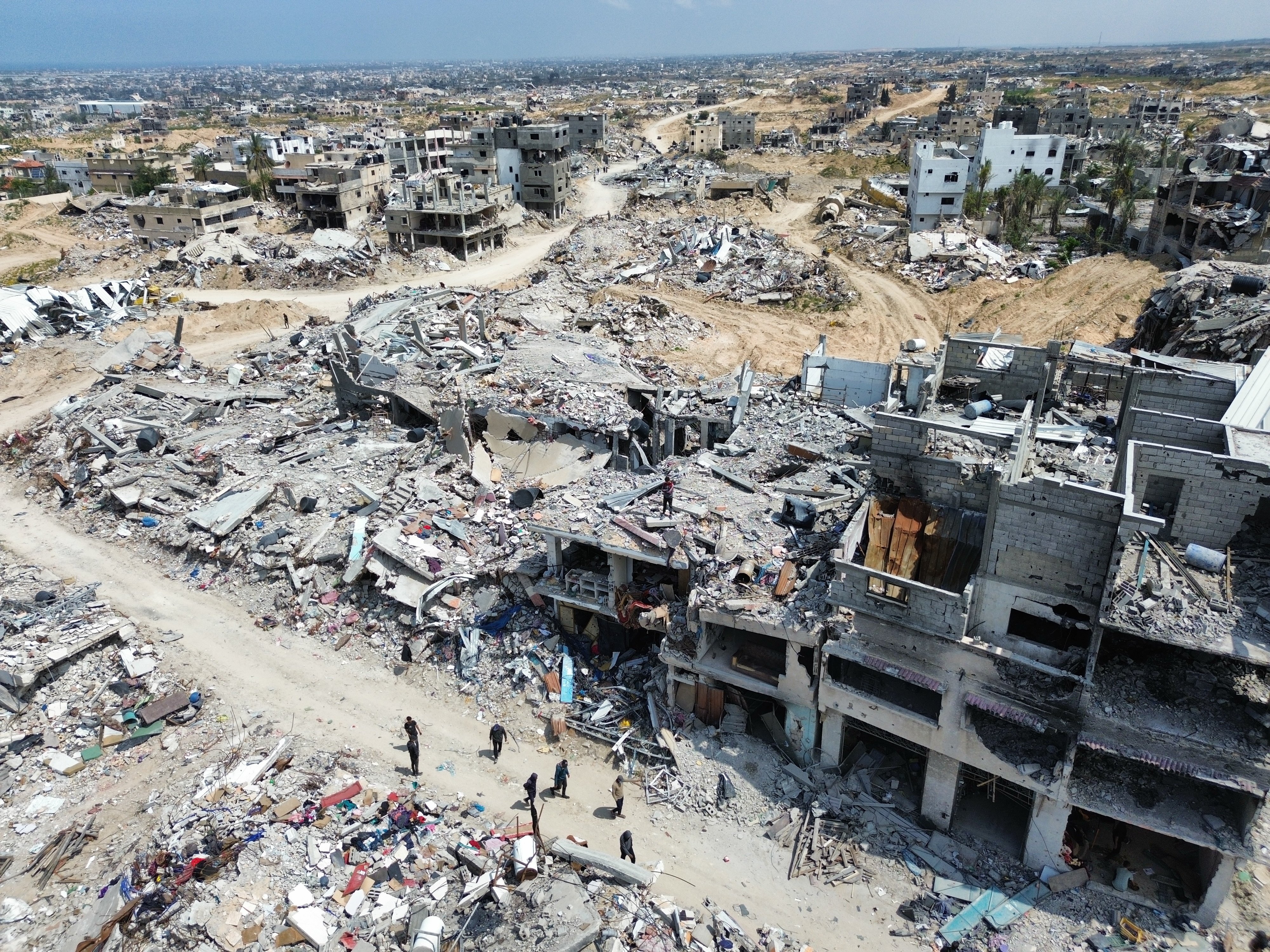 An aerial view showing destruction in the city of Khan Yunis in the Gaza Strip on April 14, 2024. Photo: EPA-EFE