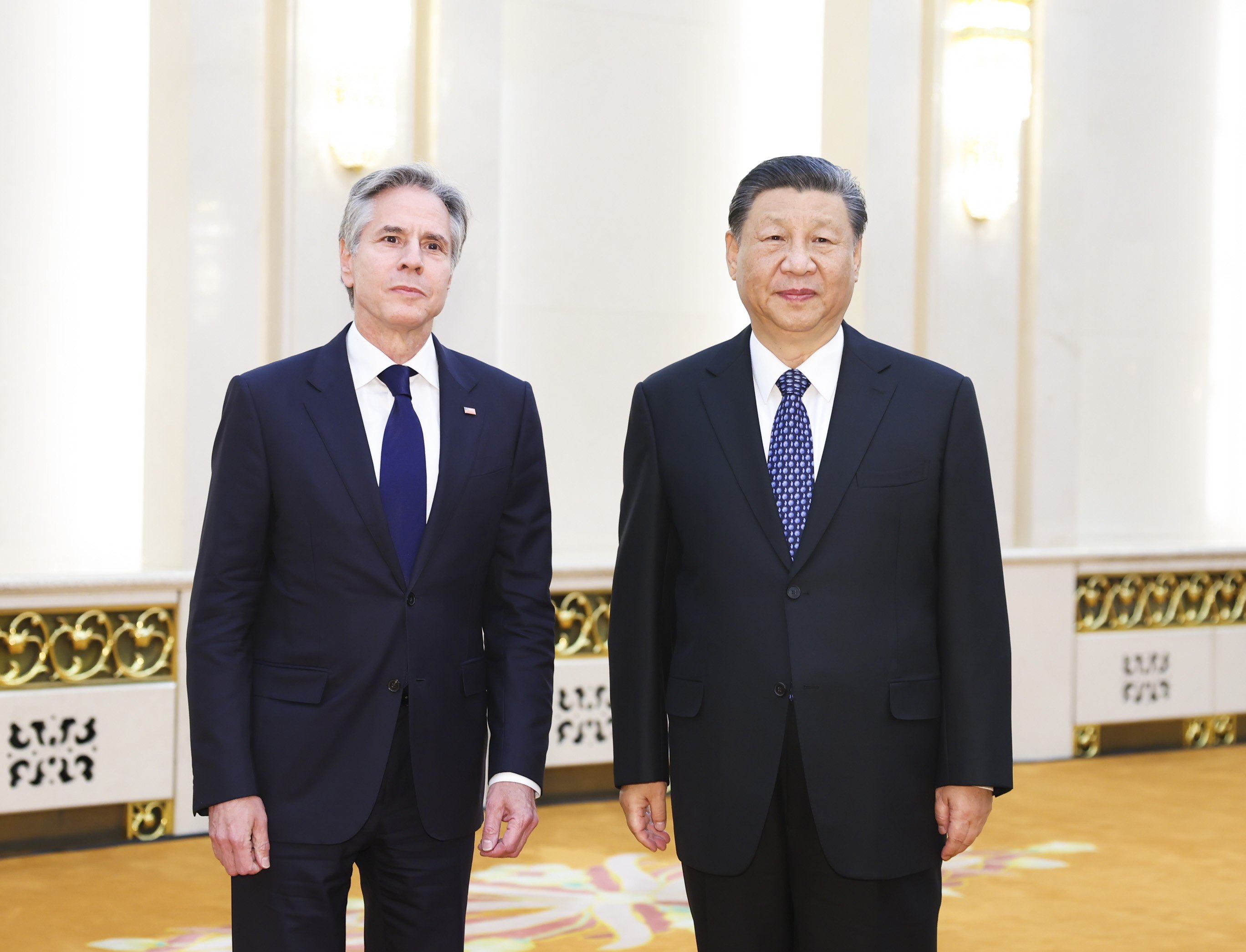 Chinese President Xi Jinping and US Secretary of State Antony Blinken at the Great Hall of the People in Beijing, China, last week. Photo: EPA-EFE/XINHUA / Huang Jingwen