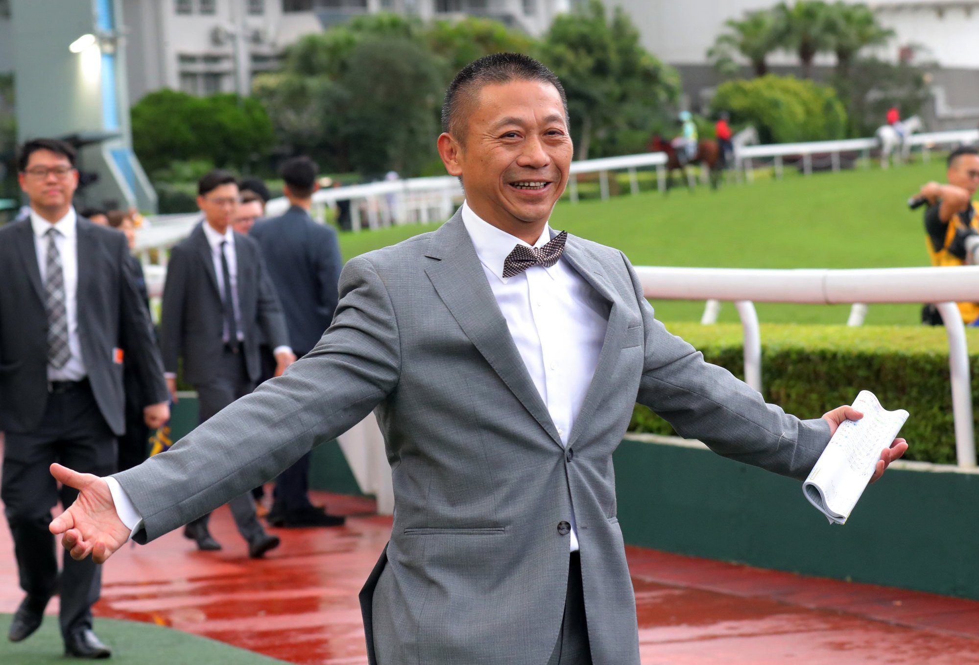 Danny Shum celebrates Romantic Warrior’s latest win. Danny Shum celebrates Romantic Warrior’s latest win.