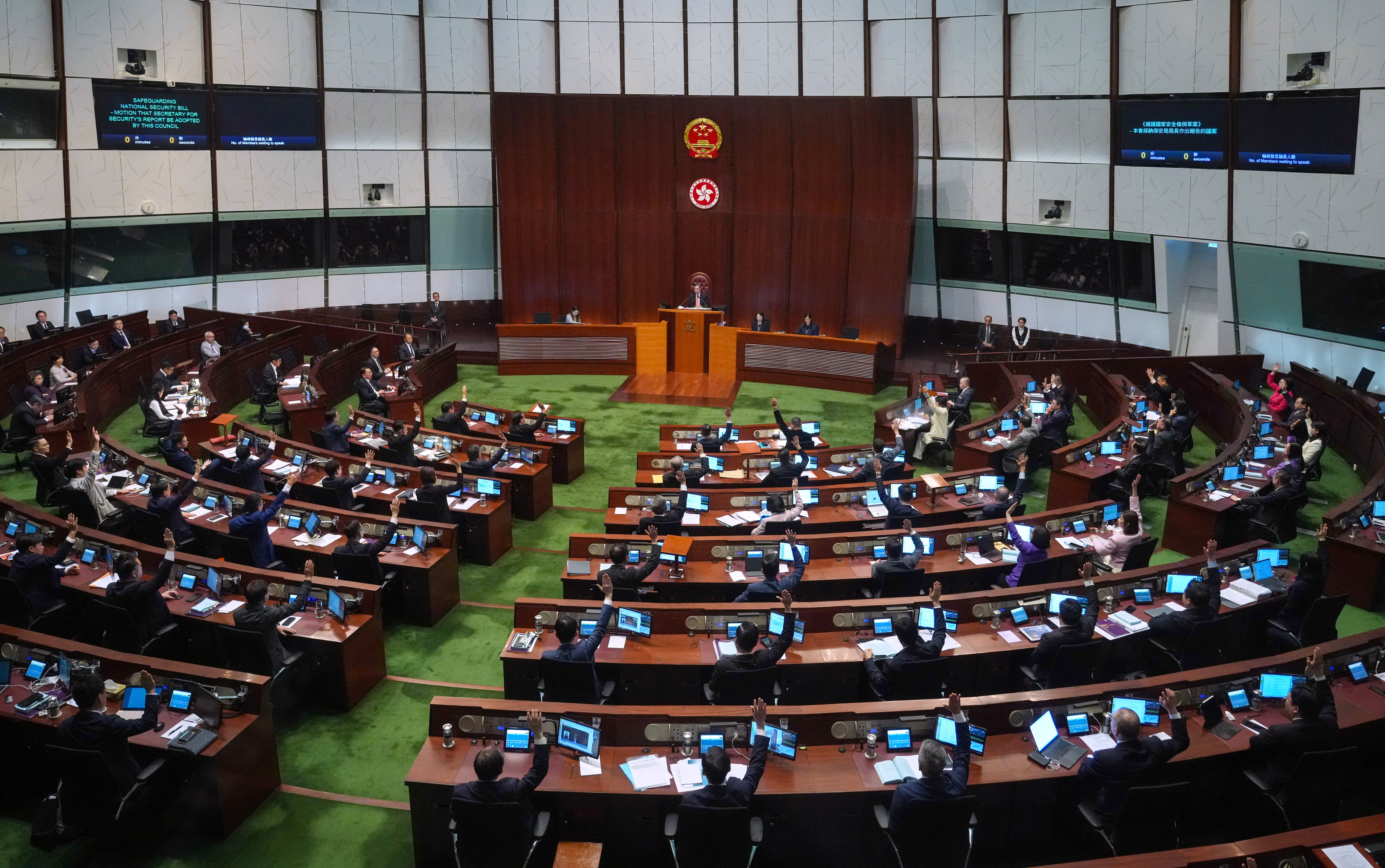 The Legislative Council passed the  Safeguarding National Security Ordinance last month. Photo: Sam Tsang