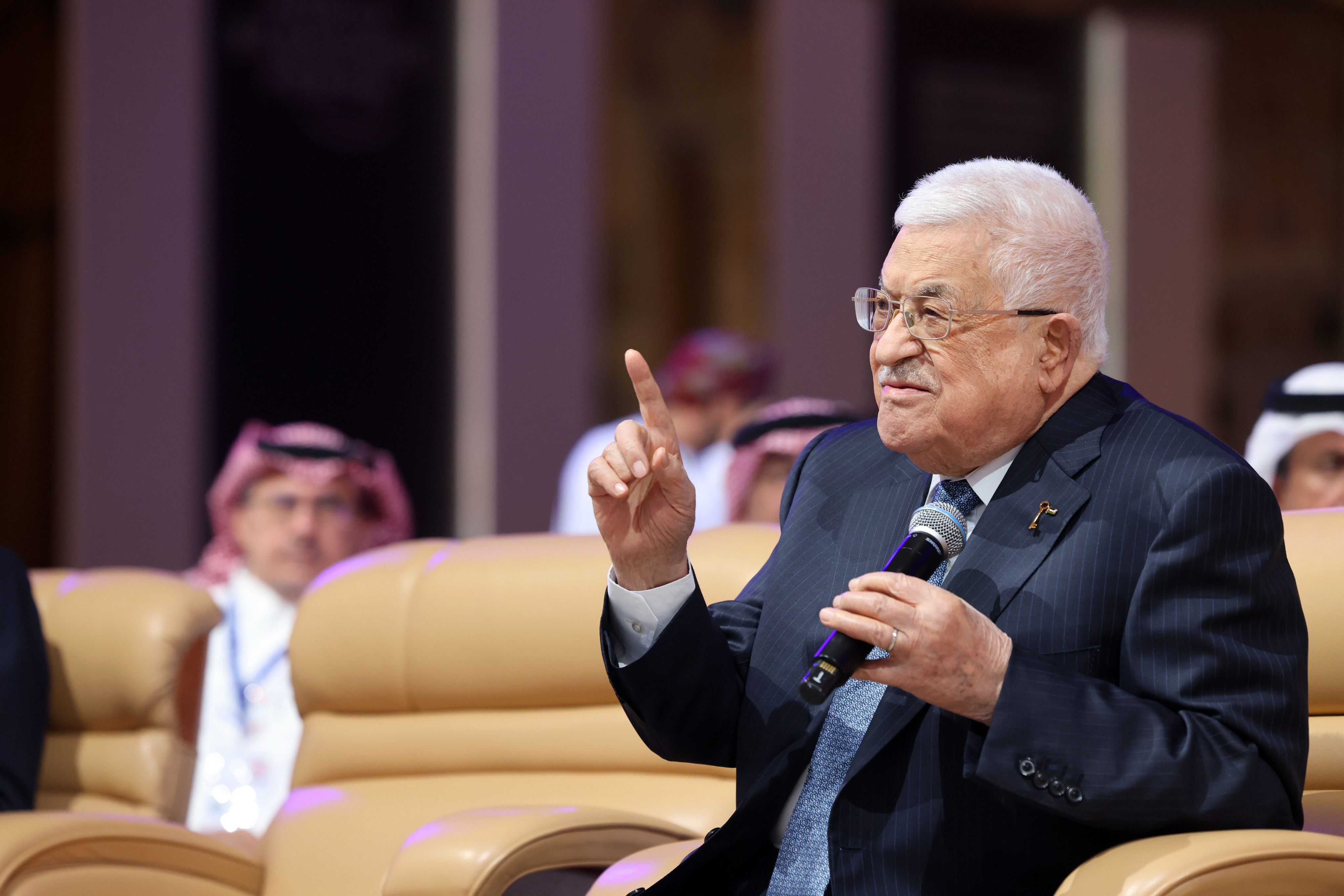 Palestinian President Mahmoud Abbas participates in the World Economic Forum in Saudi Arabia. Photo:  via dpa