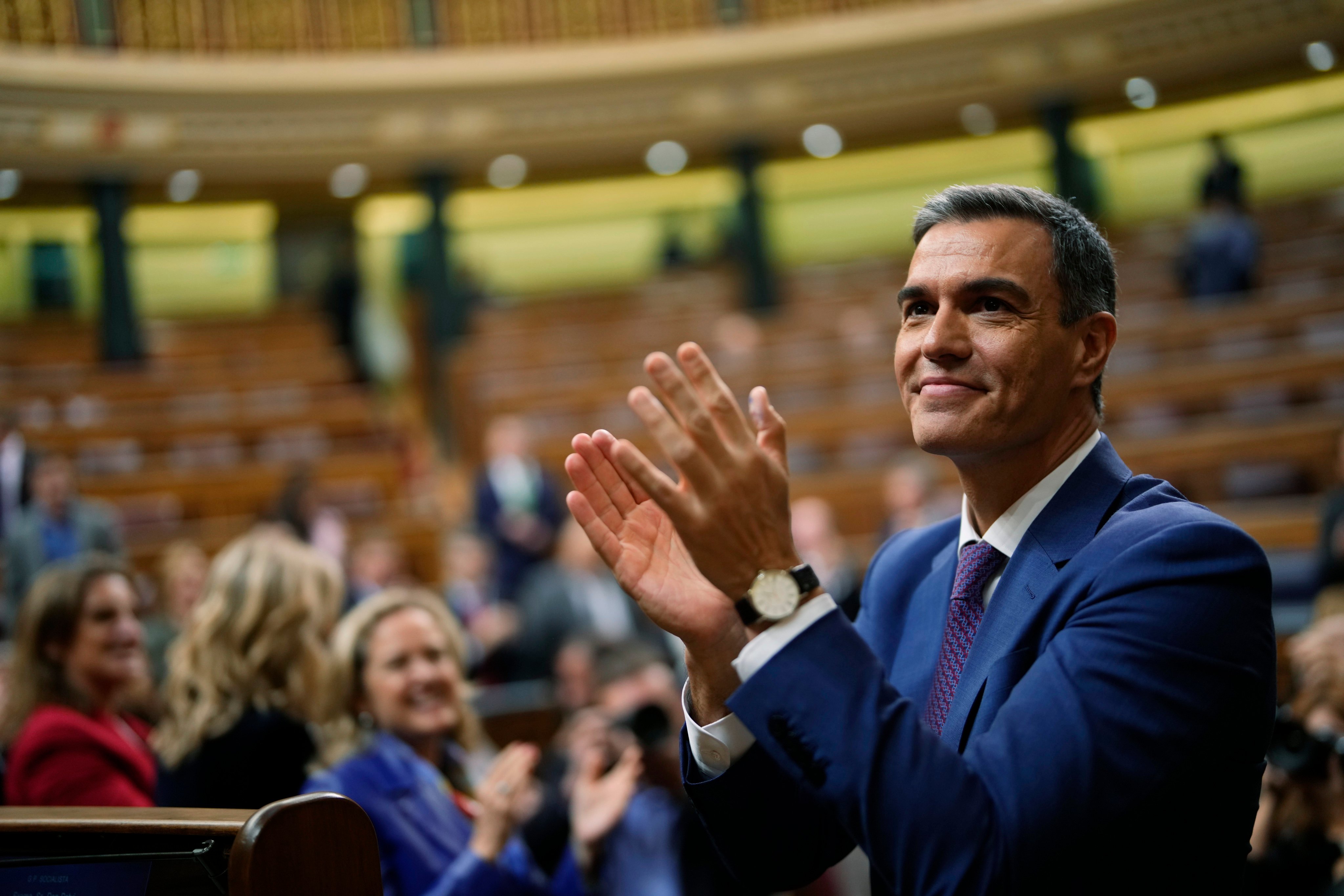 Spain’s Prime Minister Pedro Sanchez says he will continue in office “even with more strength” after days of reflection. Photo: AP