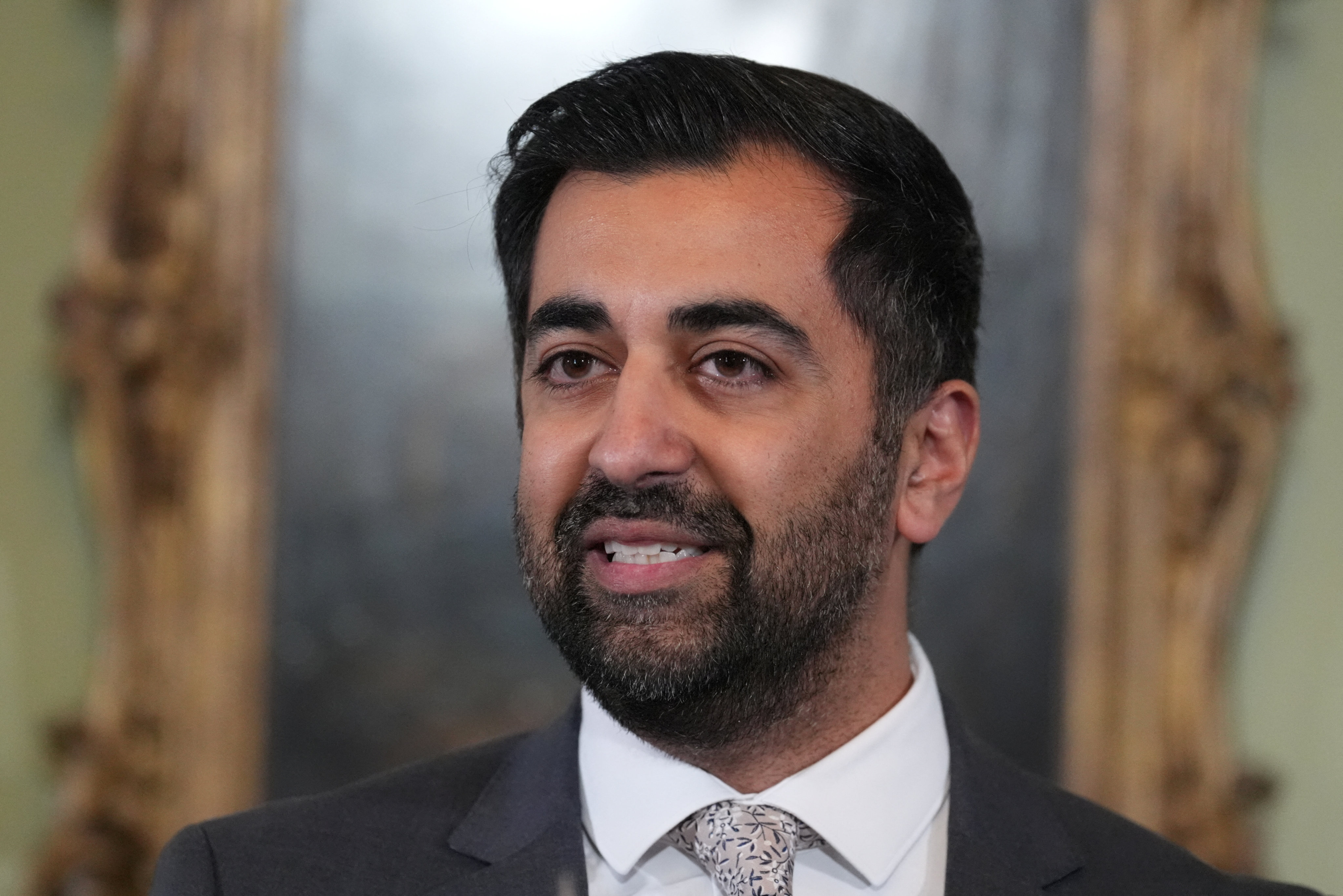 Scotland’s First Minister Humza Yousaf speaks during a press conference at Bute House, his official residence where he said he will resign as SNP leader and Scotland’s First Minister. Photo: Pool via Reuters