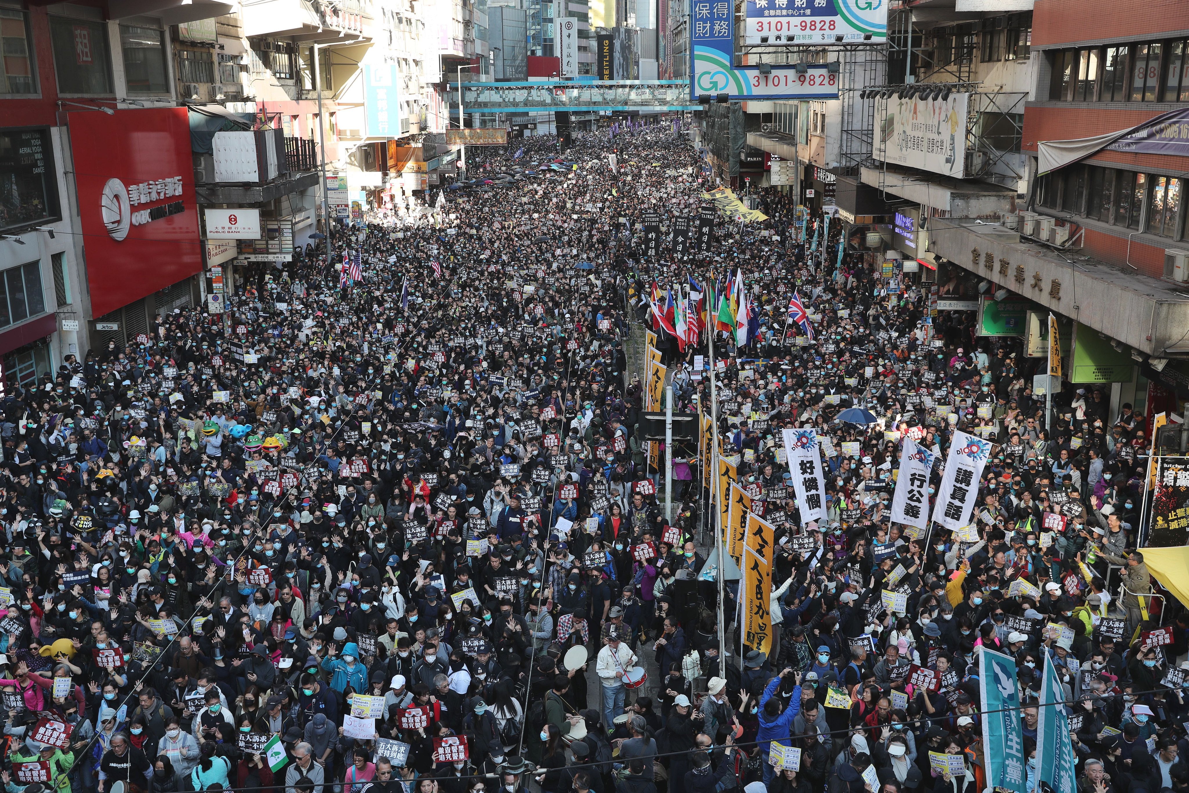 Demonstrators march from Causeway Bay to Central on December 8, 2019, the day of the planned attack. Photo: Sam Tsang