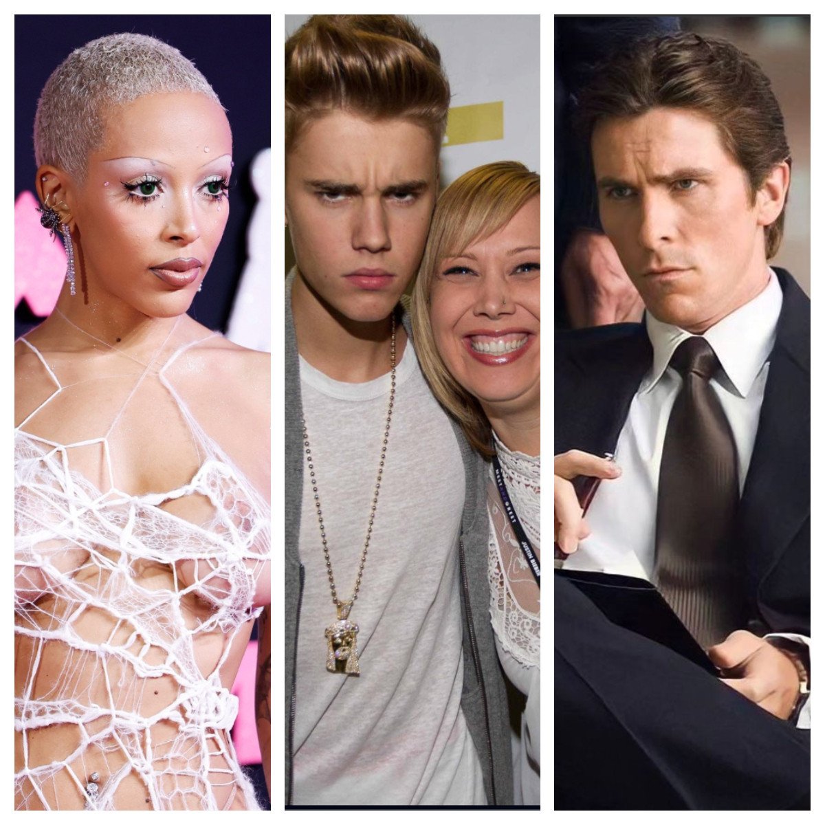 Doja Cat, Justin Bieber and Christian Bale are not the most receptive celebs to fans. Photos: @mariatash, @jbonthisdaytour, @styleformodernpeaky/Instagram