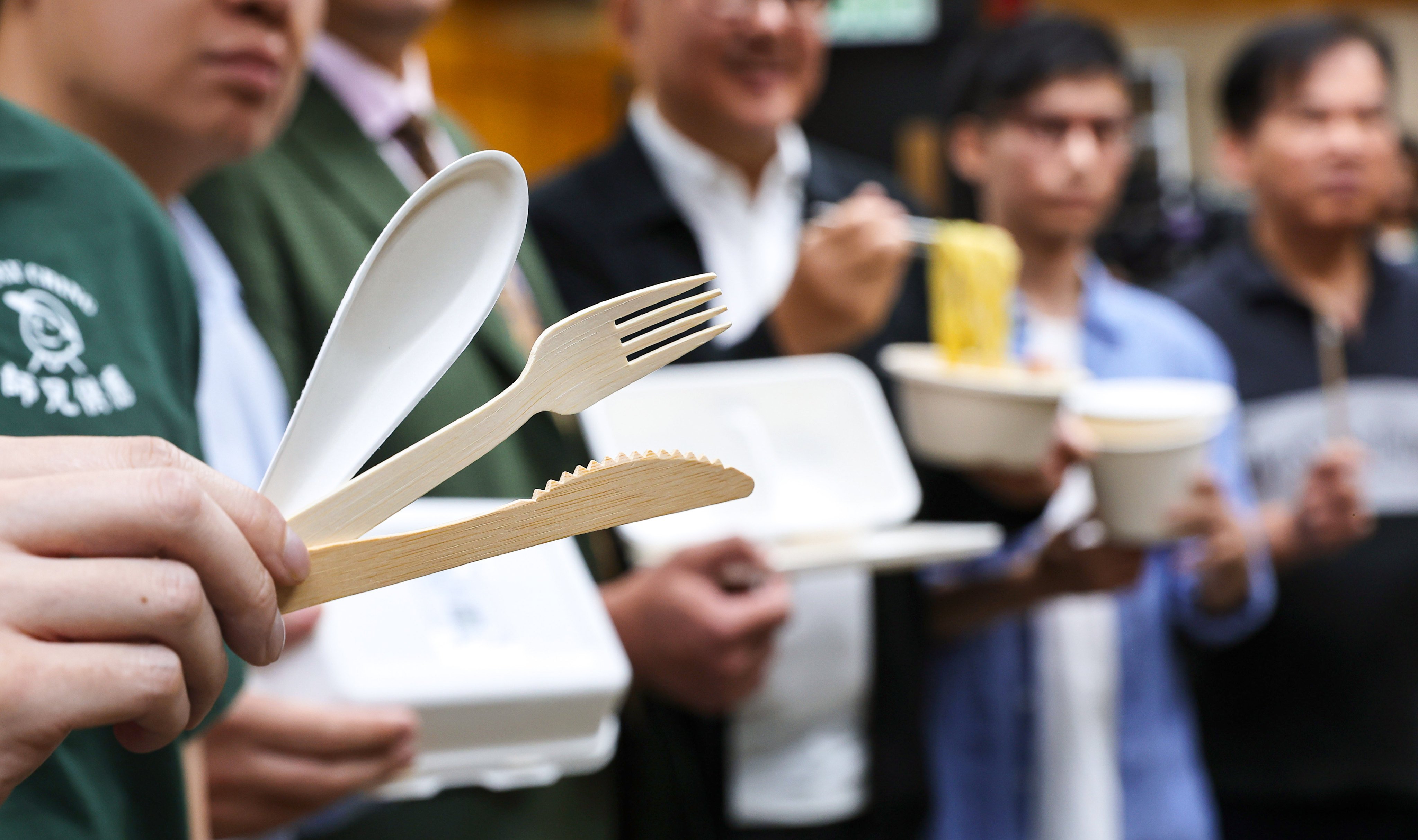 Alternatives to plastic utensils on display. The first phase of a ban on single-use plastics took effect last week. Photo: Edmond So