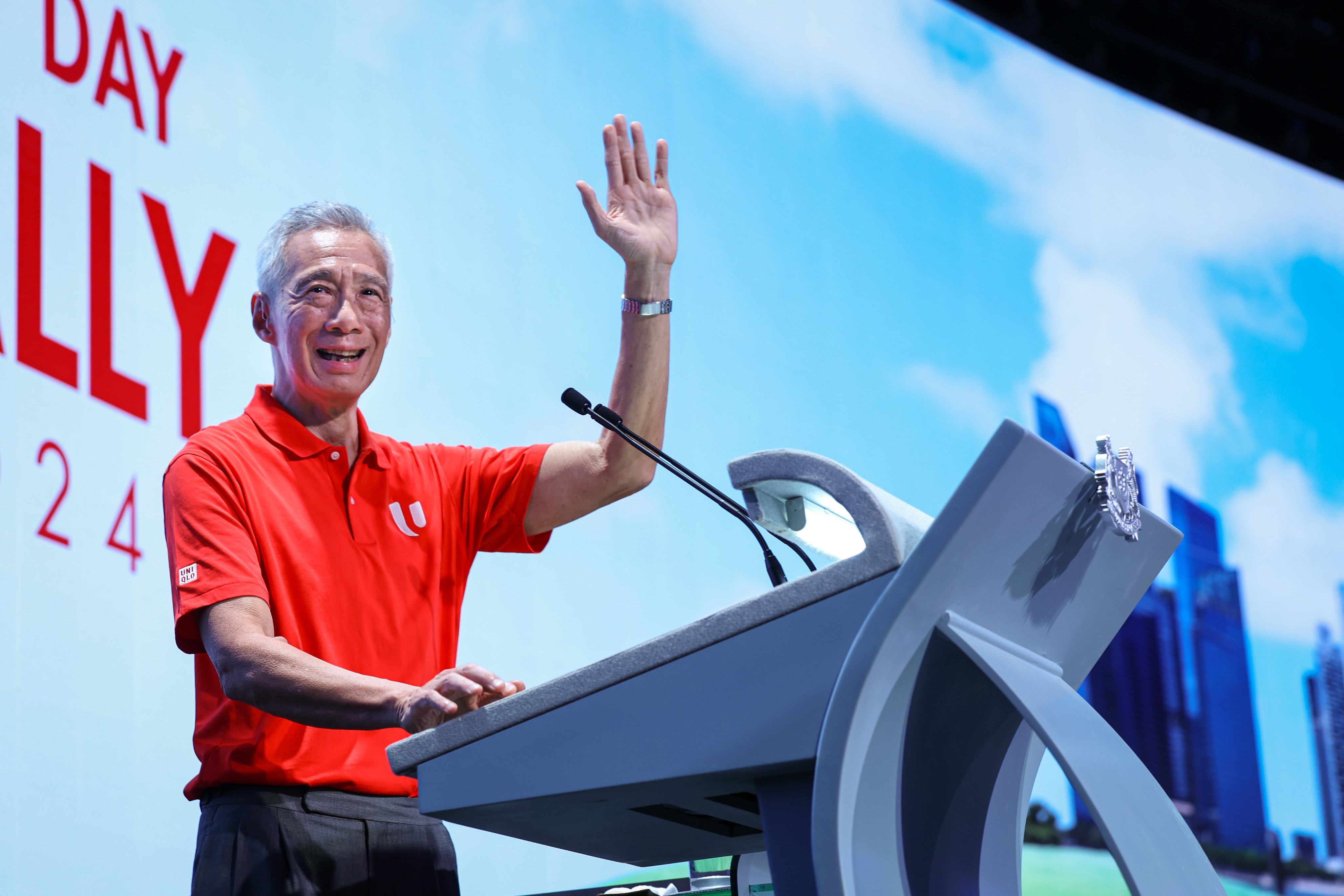 Prime Minister Lee Hsien Loong speaks at Singapore’s May Day rally. Photo: X/leehsienloong