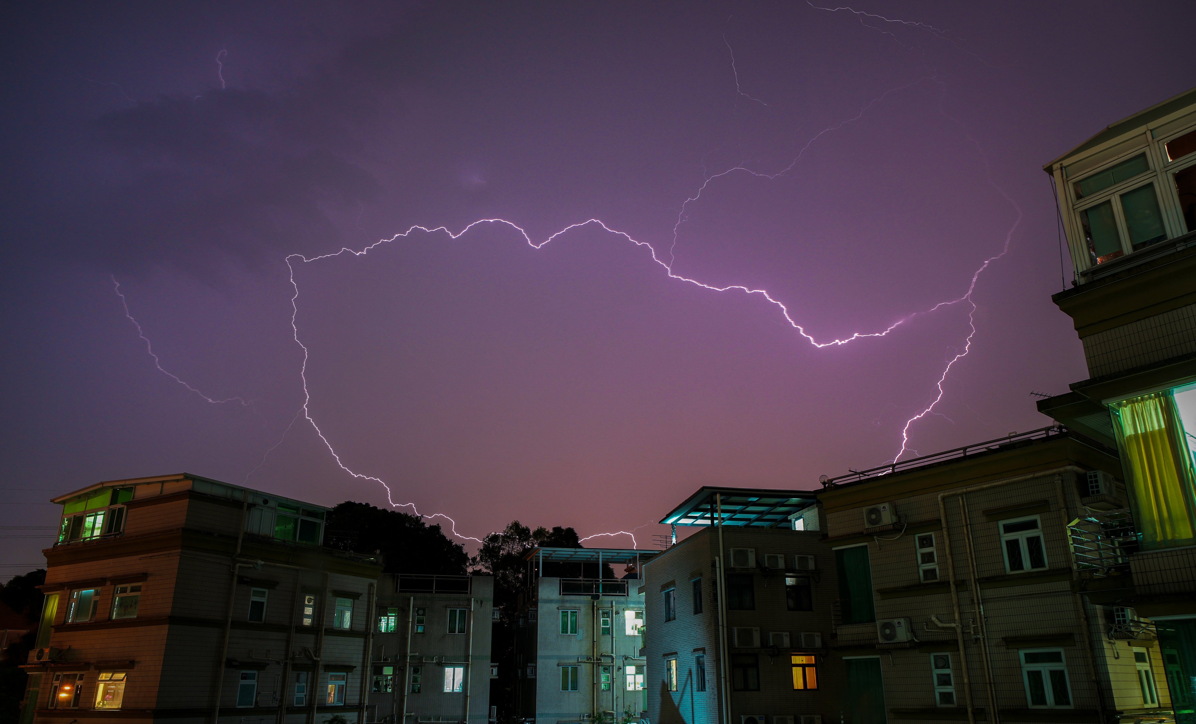 Hong Kong witnessed numerous lightning strikes on Tuesday night, including some over Tai Po. Photo: Eugene Lee