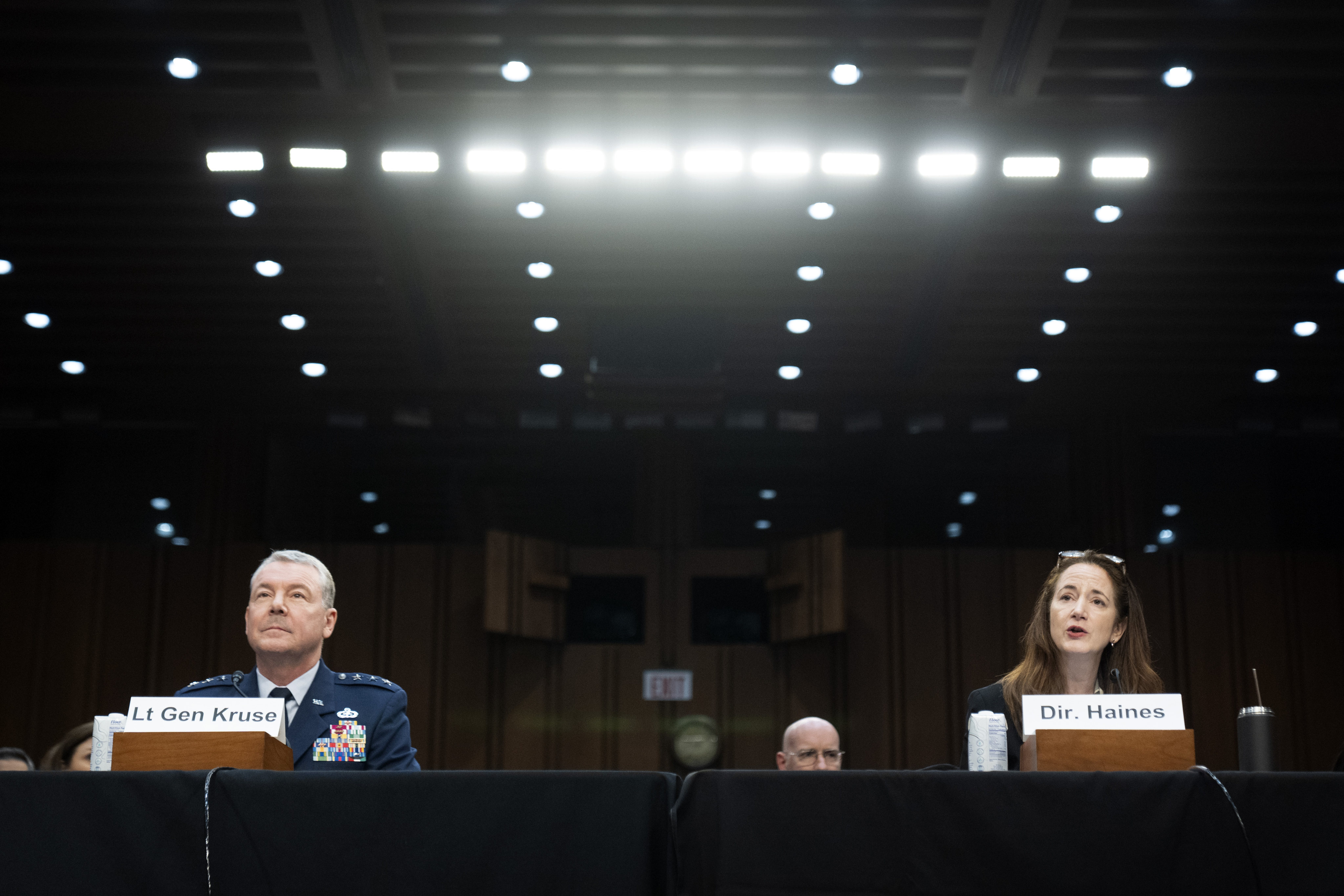US Lieutenant General Jeffrey Kruse, director of the Defence Intelligence Agency, and Avril Haines, director of national intelligence, at the open portion of a hearing of the Senate Armed Services Committee in Washington on Thursday. Photo: AP 