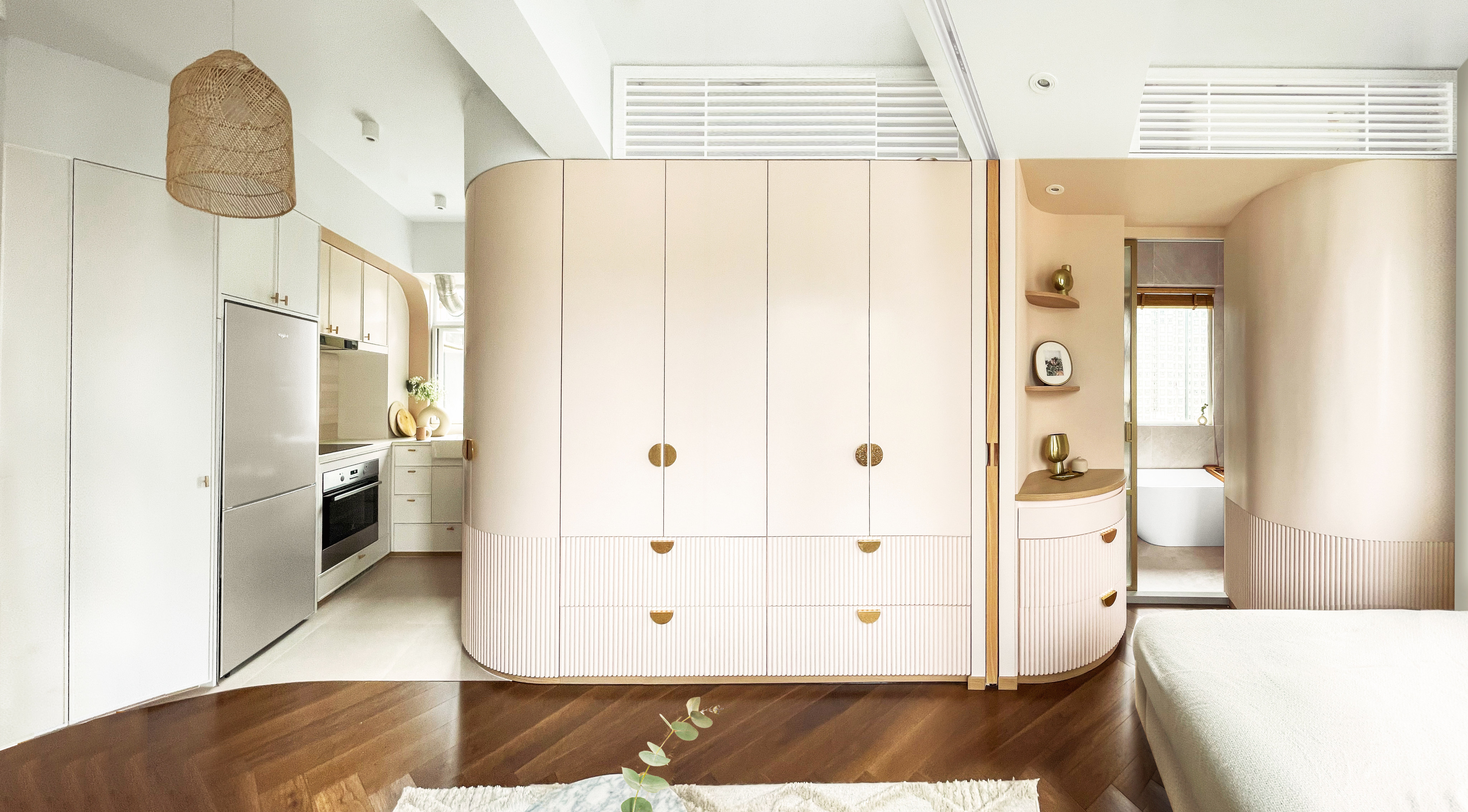 The owner of a Hong Kong micro-apartment wanted all the trappings of a bigger home – including a tub and a built-in oven. A young design duo helped make it happen. Photo: Craft of Both