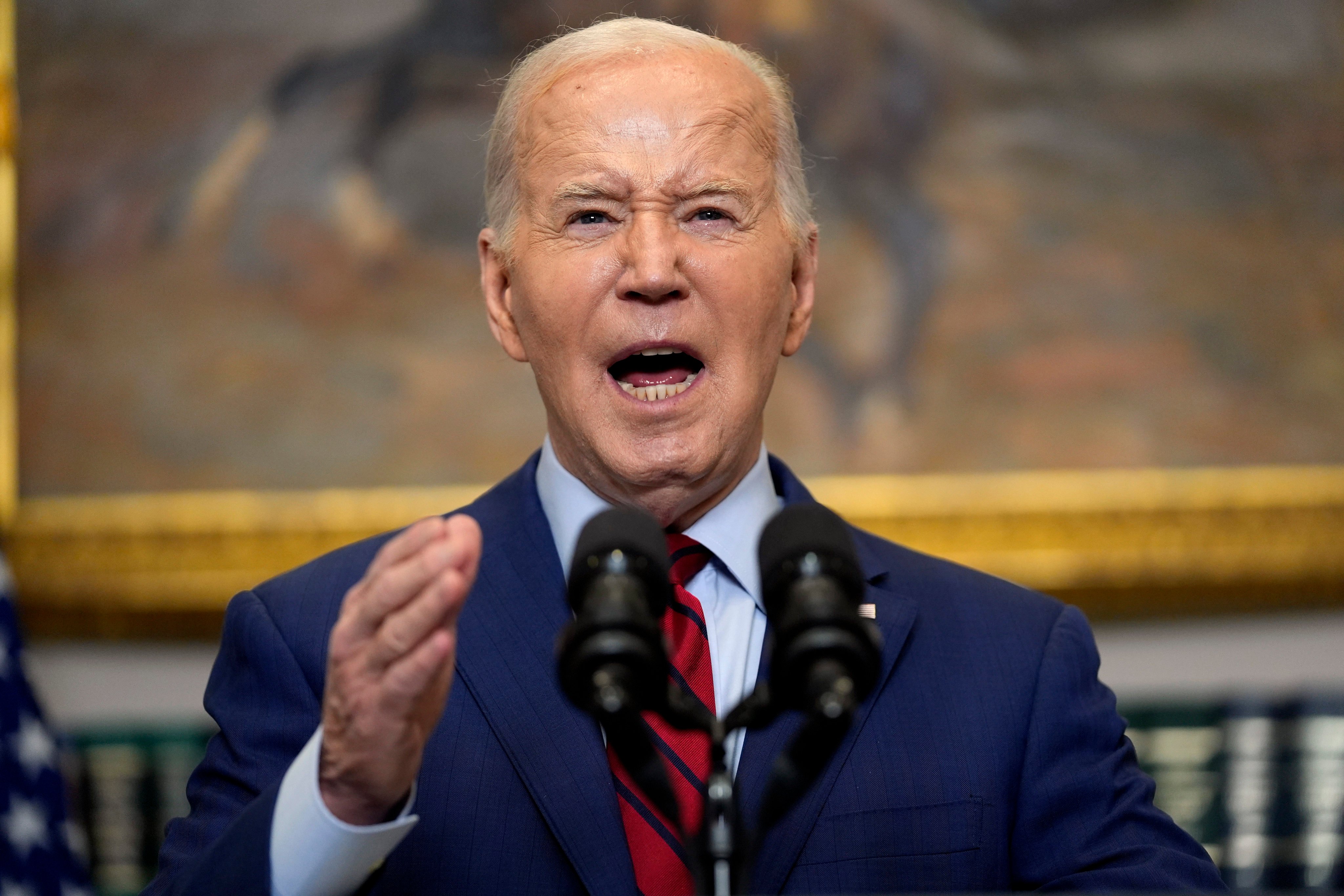 US President Joe Biden delivers remarks about student protests over the war in Gaza at the White House on Thursday. Photo: AP