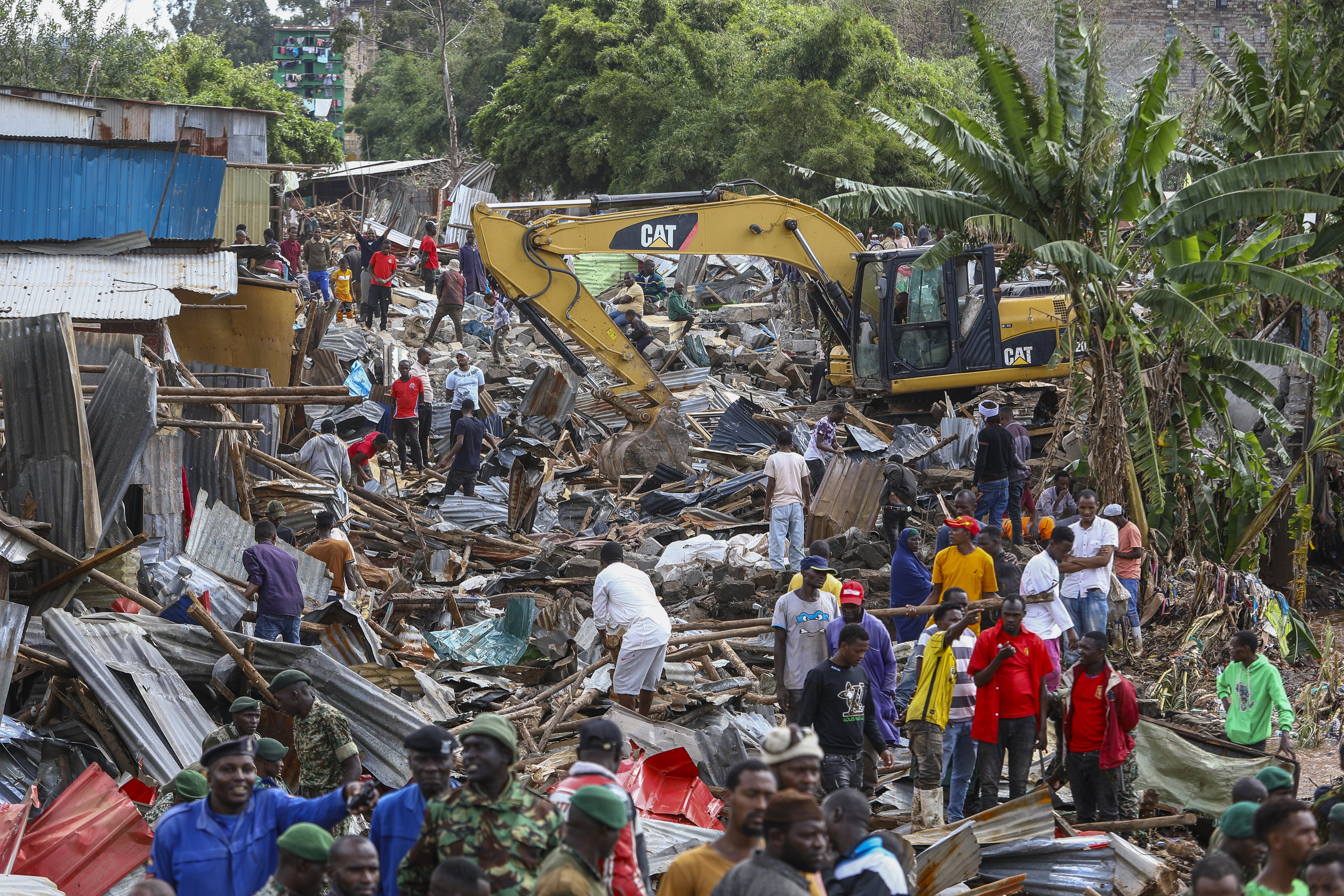 Houses in Mathare, Nairobi, Kenya destroyed by floods. The Kenyan government has issued an eviction notice for people living close to some mapped out 178 dams that are said to be full. Photo: EPA-EFE