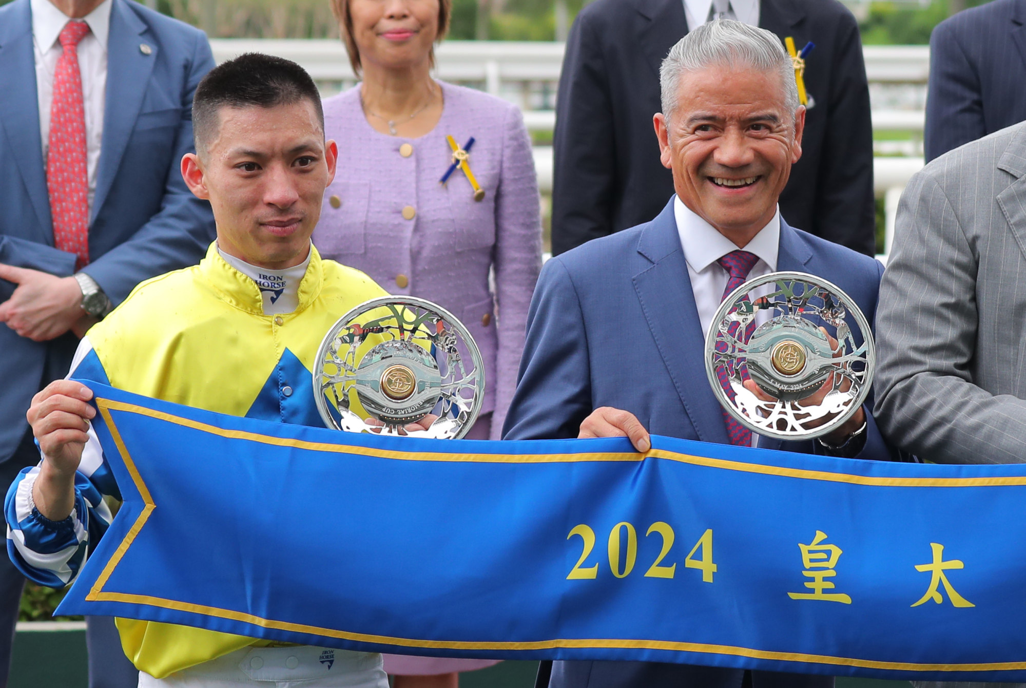 Matthew Chadwick and Tony Cruz after La City Blanche’s Queen Mother Memorial Cup win.