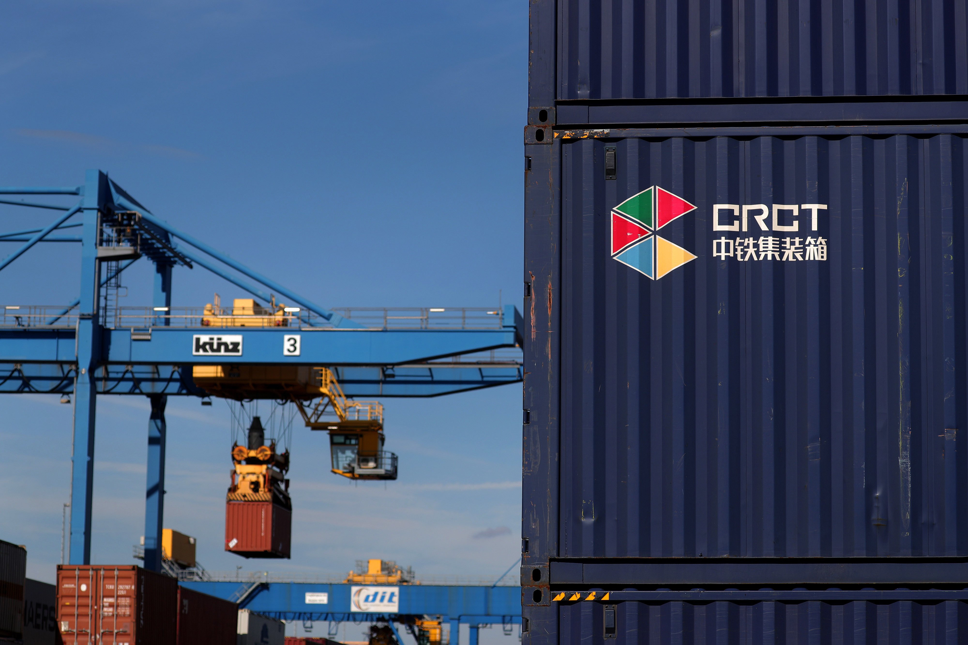 China Railway Container Transport canisters at Germany’s Duisburg port. Collaboration between Europe and China on infrastructure has become more scarce in recent years. Photo: Bloomberg