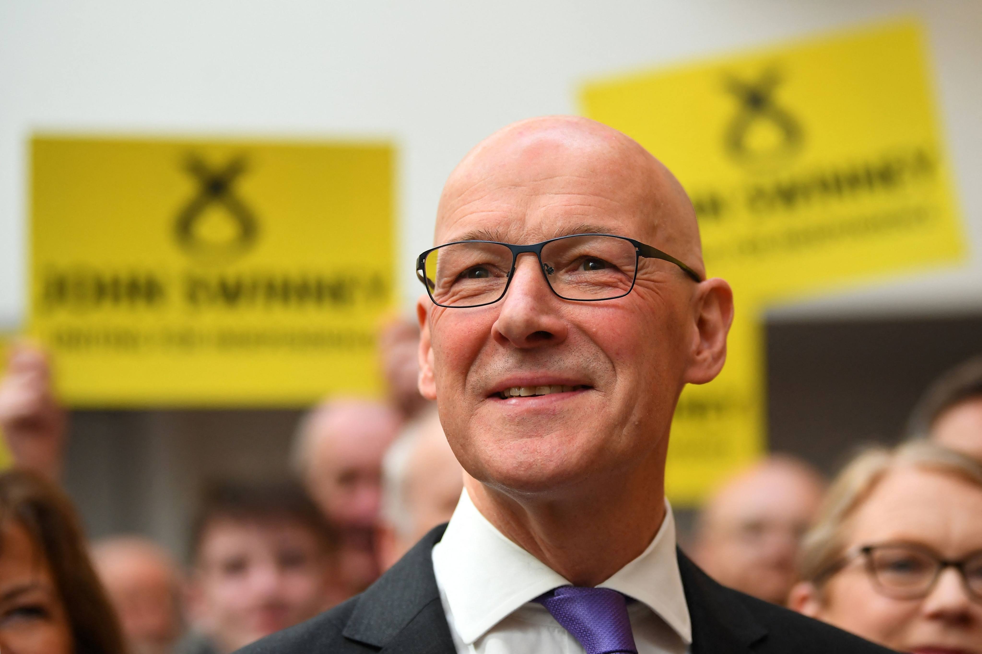 Scottish National Party veteran John Swinney was confirmed as the party’s new leader on Monday, set to succeed Humza Yousaf as the country’s first minister after he emerged as the sole contender in the leadership race. Photo: AFP