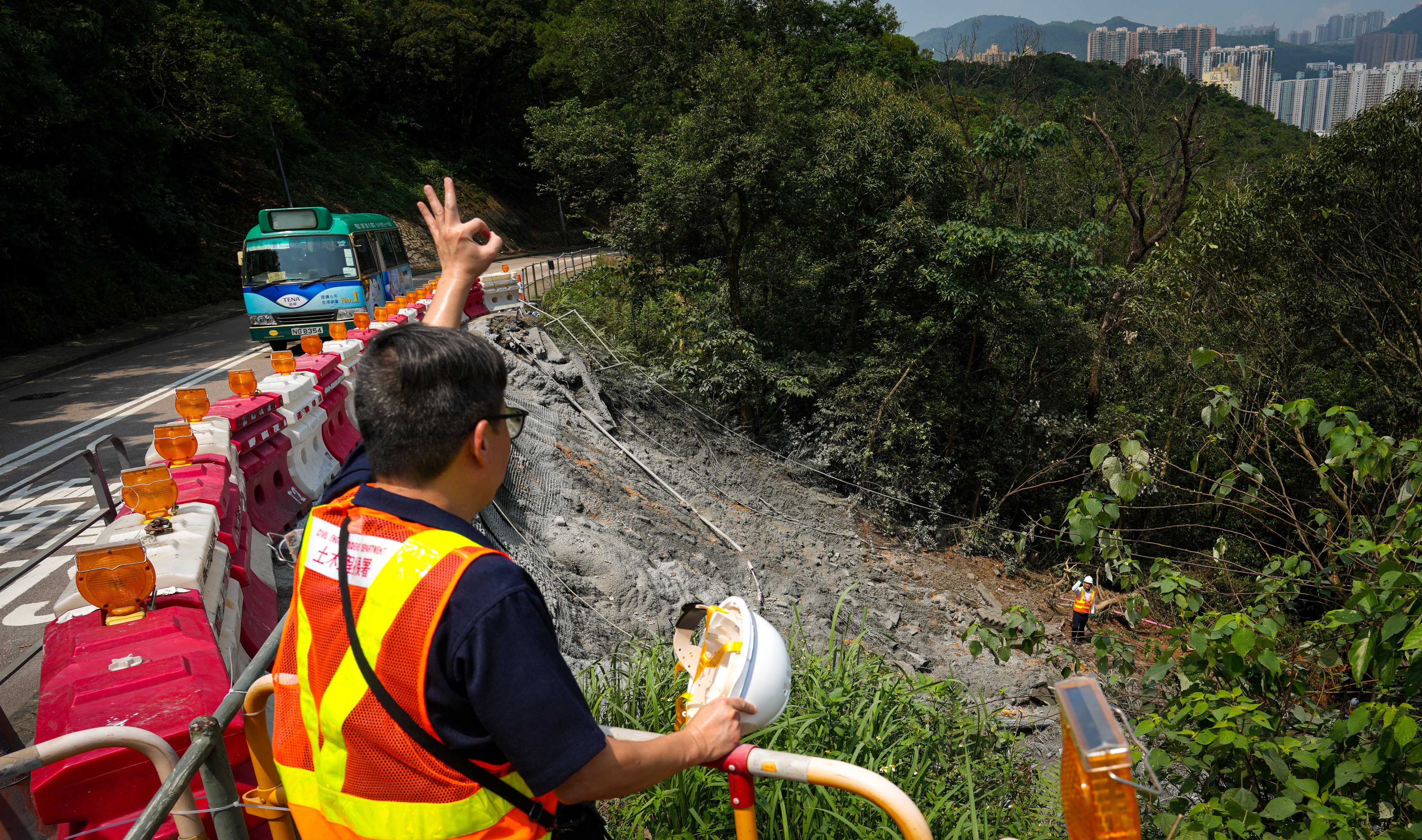 Part of Clear Water Bay Road in Sai Kung reopened in the early hours of Monday. Photo: May Tse