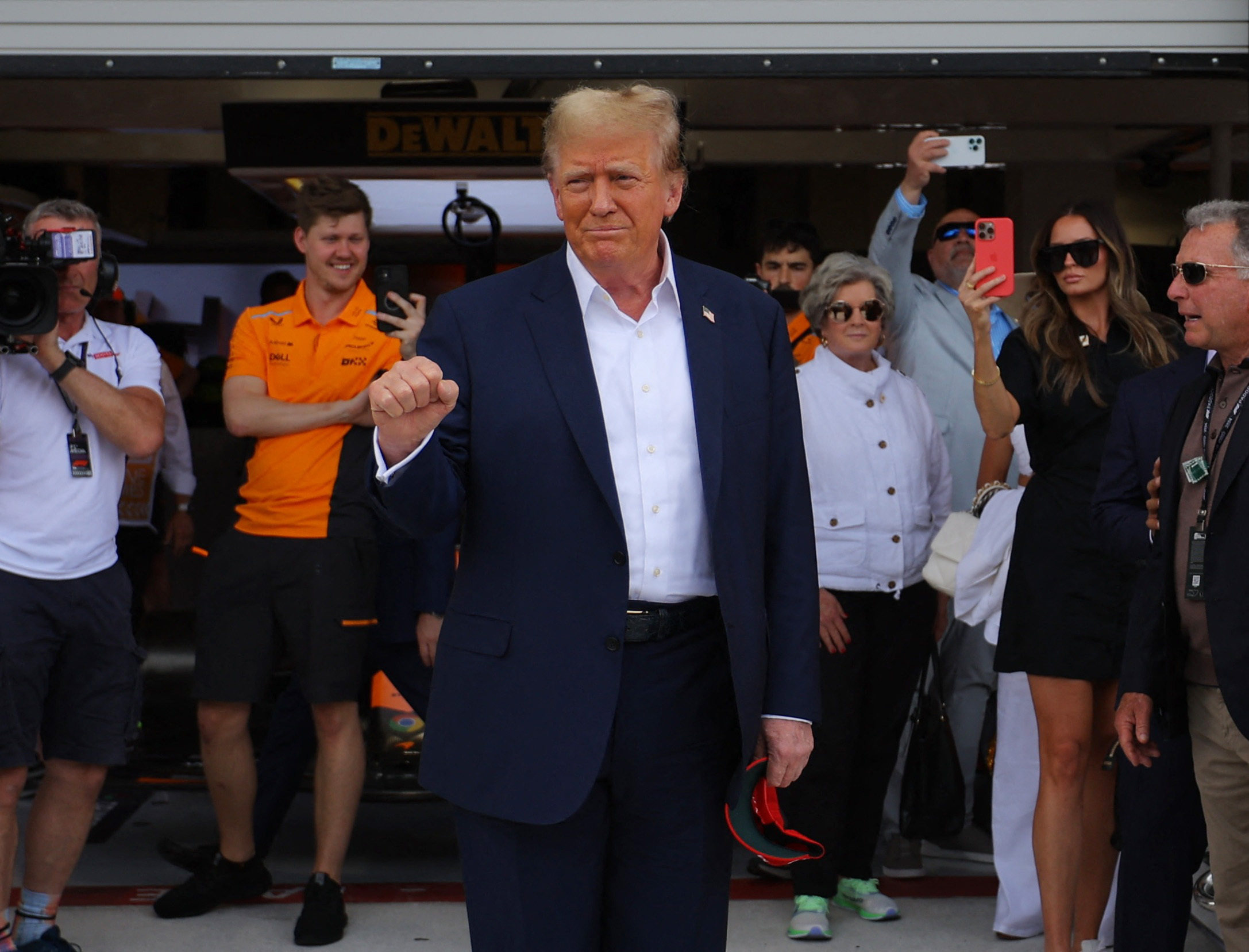 Republican presidential candidate and former US president Donald Trump at the Miami International Autodrome ahead of the Miami Grand Prix on Sunday. Photo: Reuters    